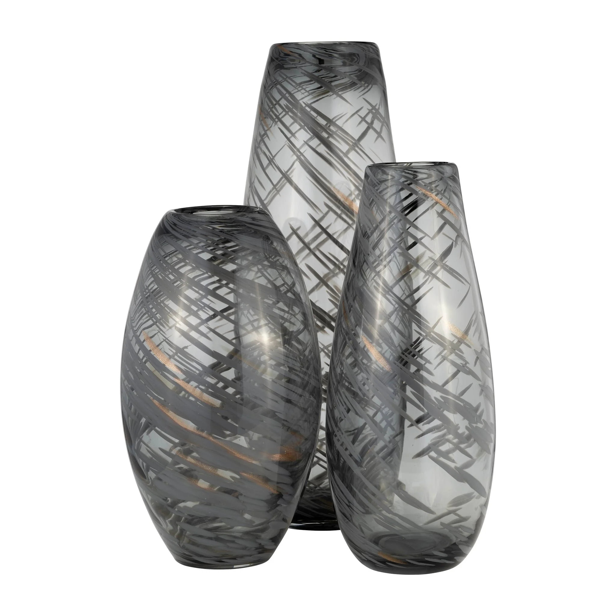 Glass, 15"h Swirl Vase, Black - Image 8