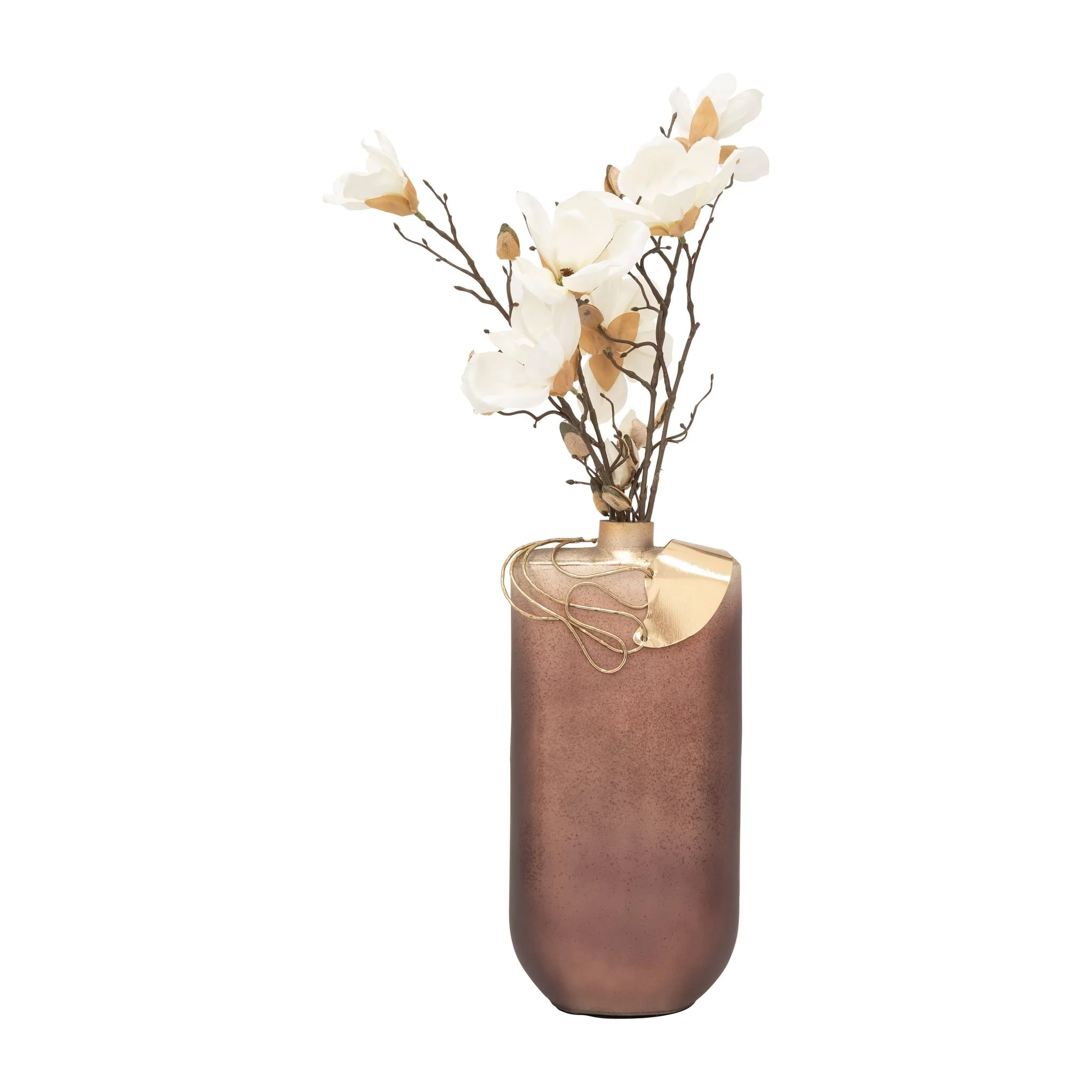 Glass, 16" Glamorous Vase W Necklace, Gold - Image 4