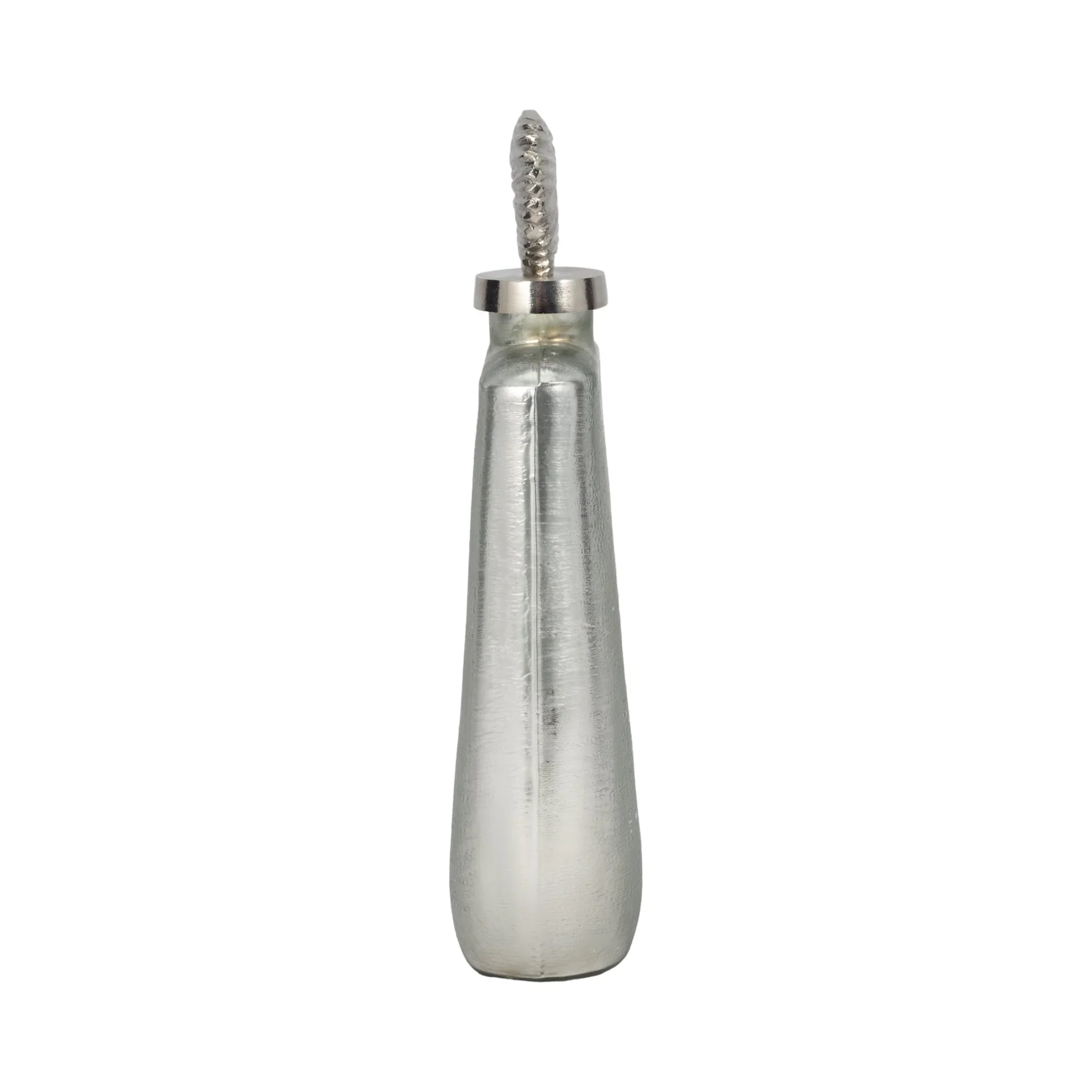 Glass, 16" Metallic Bottle Orb Topper, Silver - Image 3