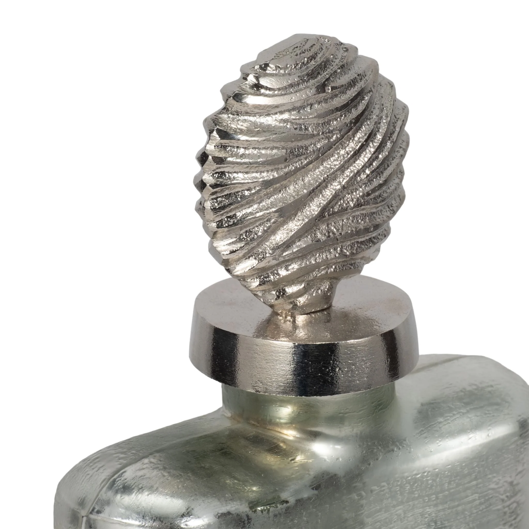 Glass, 16" Metallic Bottle Orb Topper, Silver - Image 4