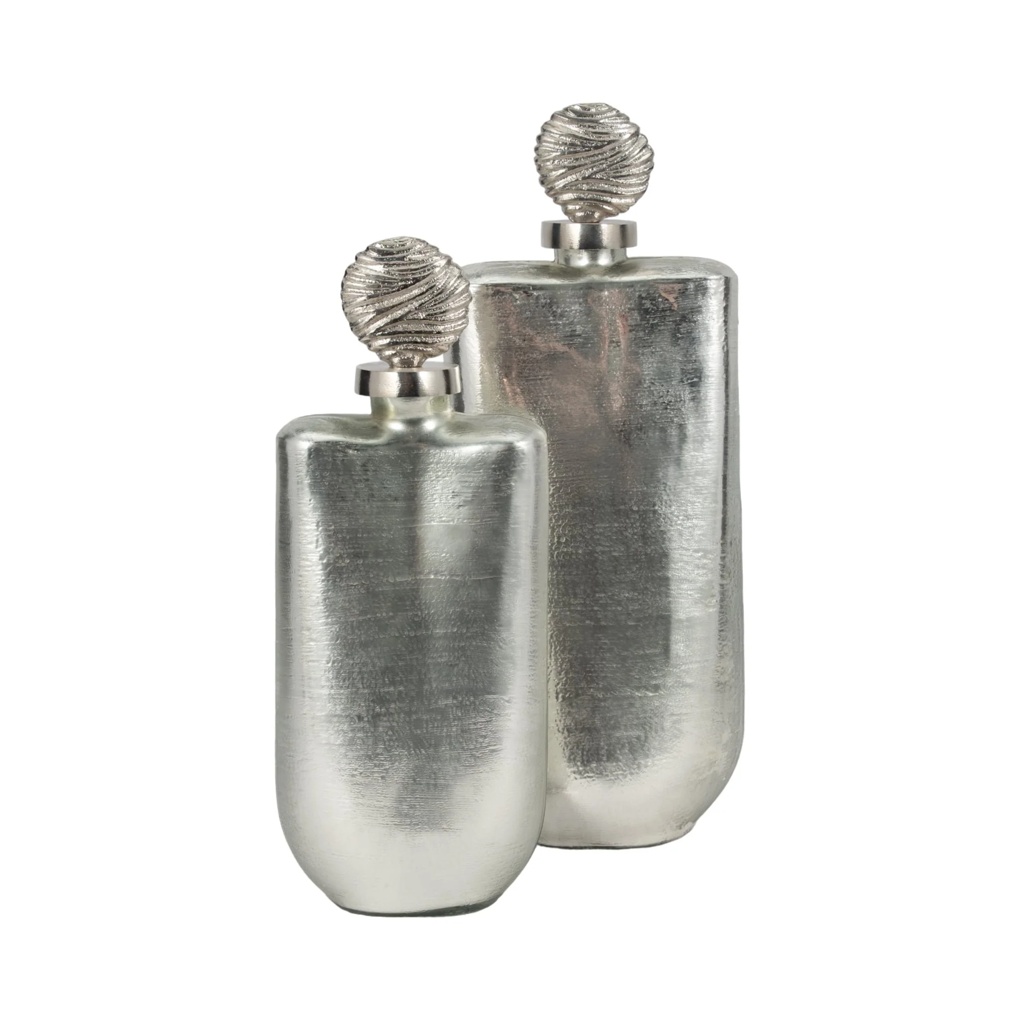 Glass, 16" Metallic Bottle Orb Topper, Silver - Image 7