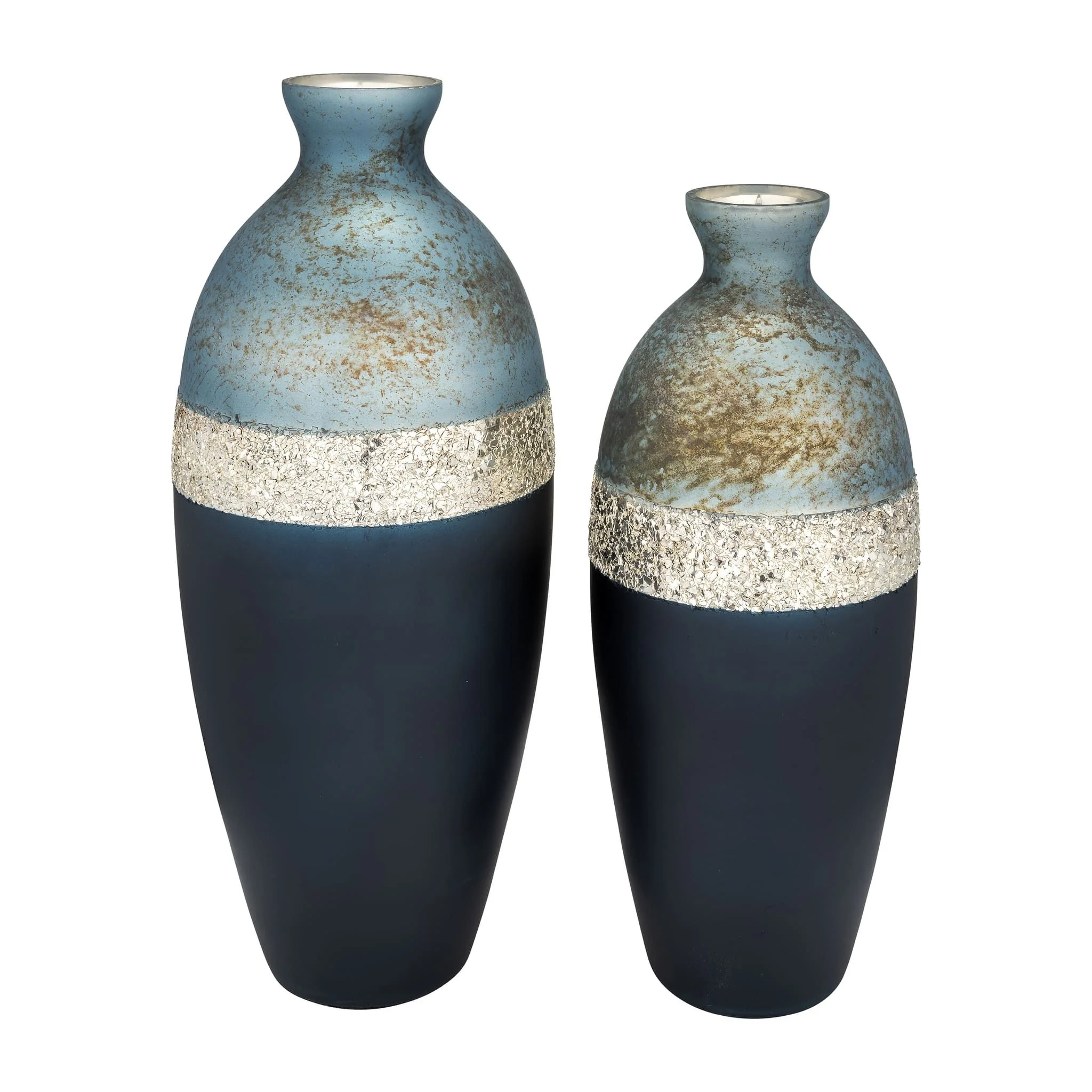 Glass, 16" Tri-colored Glittered Vase, Multi - Image 6