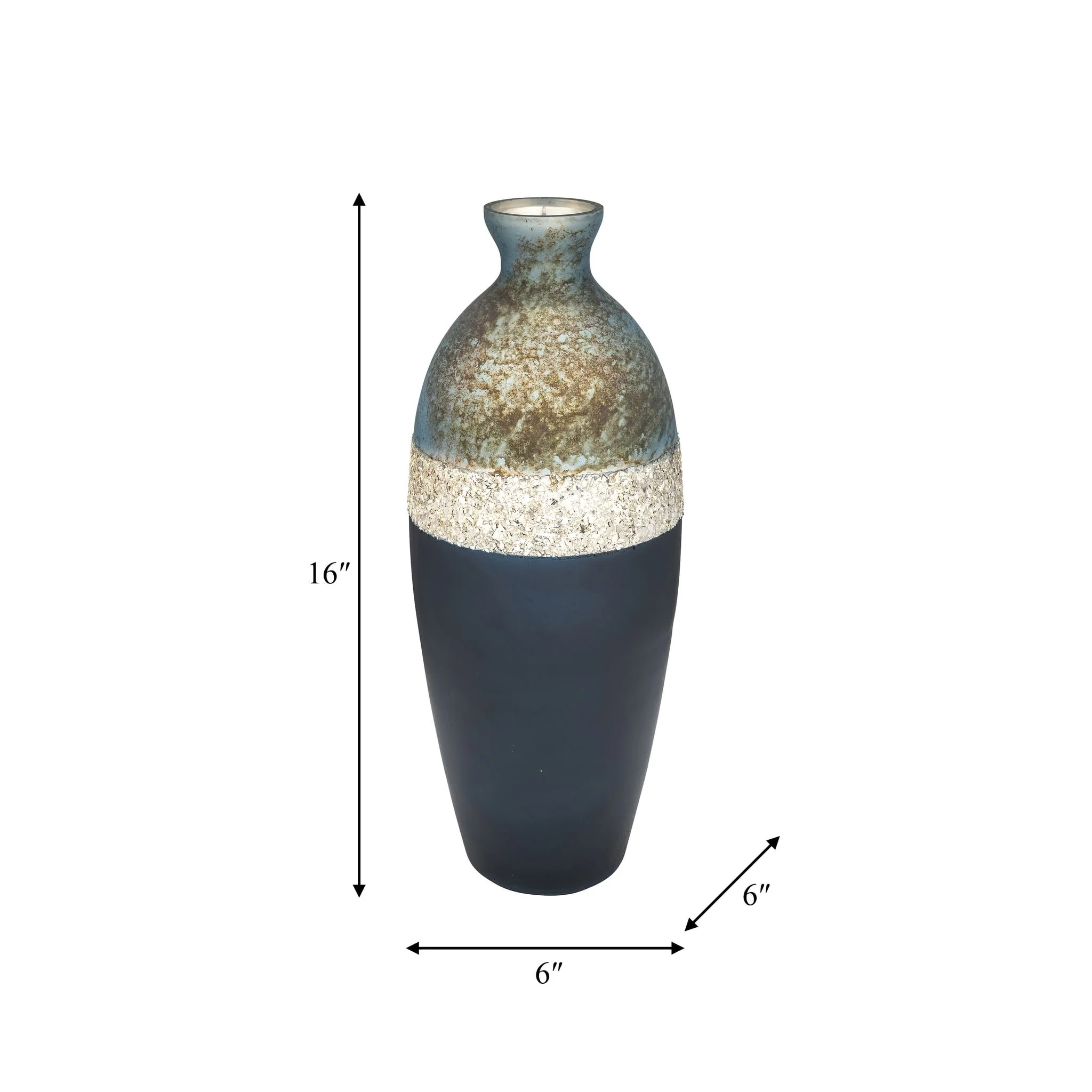 Glass, 16" Tri-colored Glittered Vase, Multi - Image 8