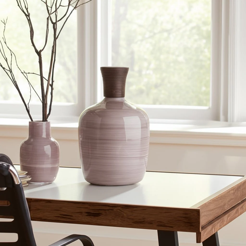 Glass, 16" Wooden Top Vase, Blush - Image 12