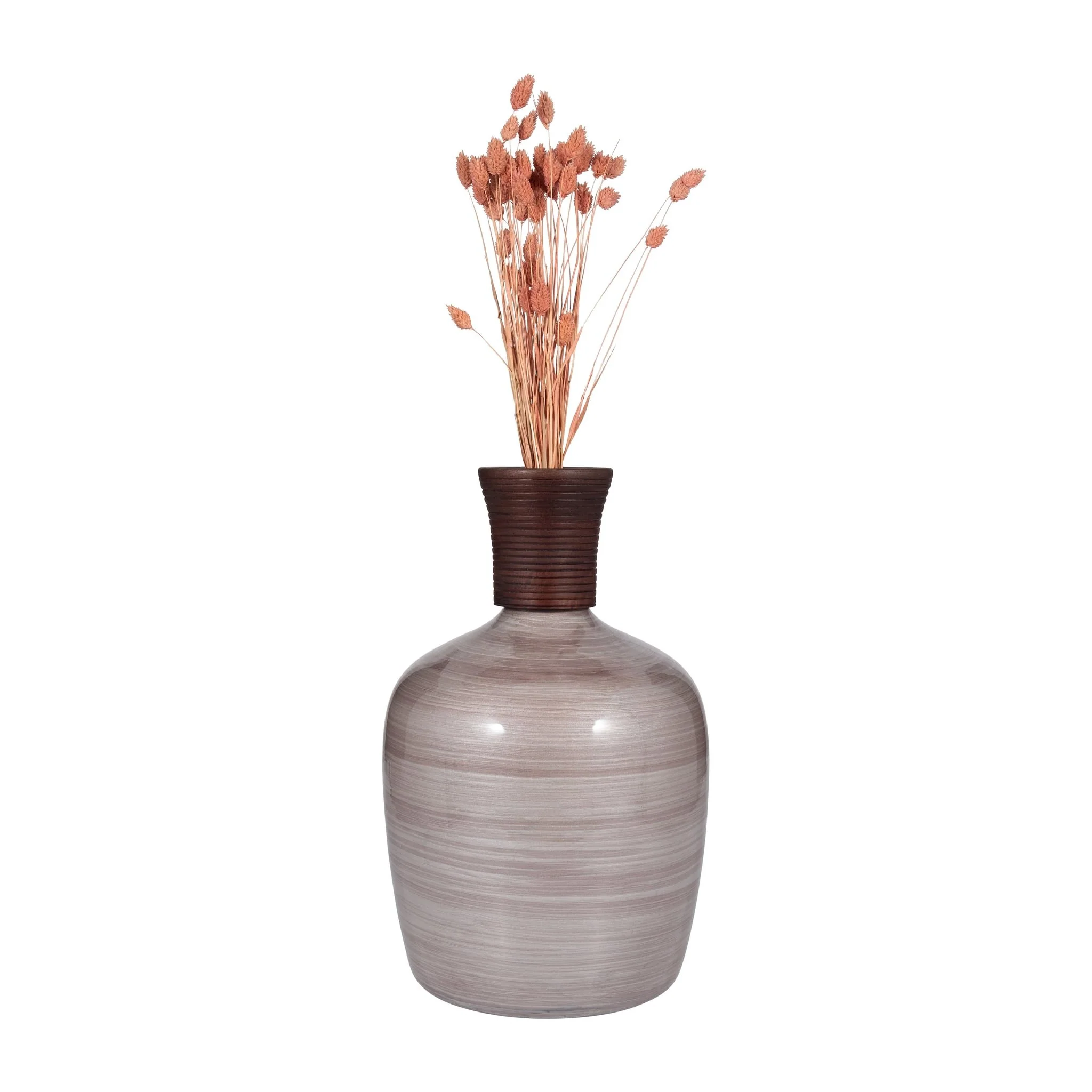 Glass, 16" Wooden Top Vase, Blush - Image 4