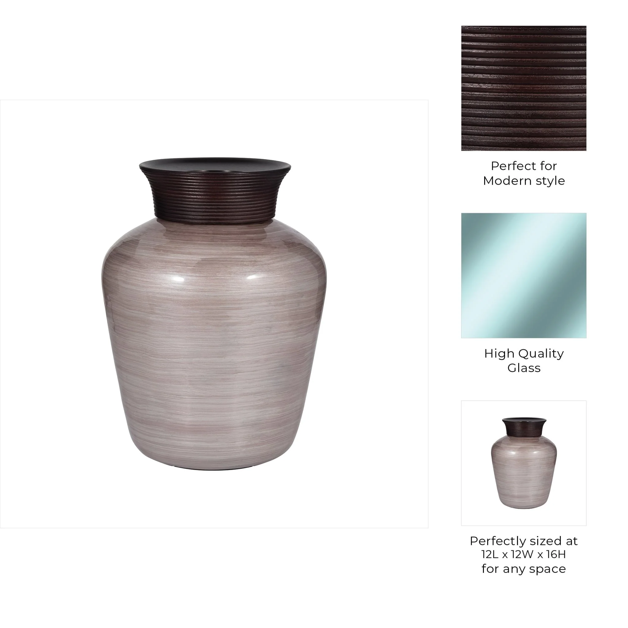 Glass, 16" Wooden Top Vase, Blush - Image 9
