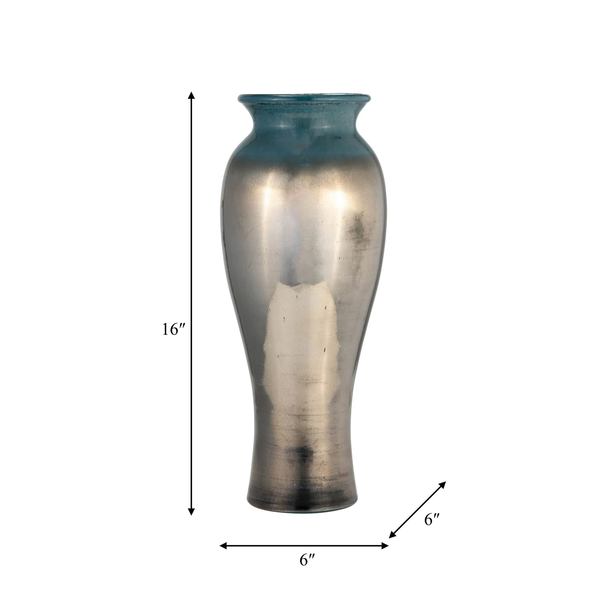 Glass, 16"h Olpe Vase, Teal - Image 9