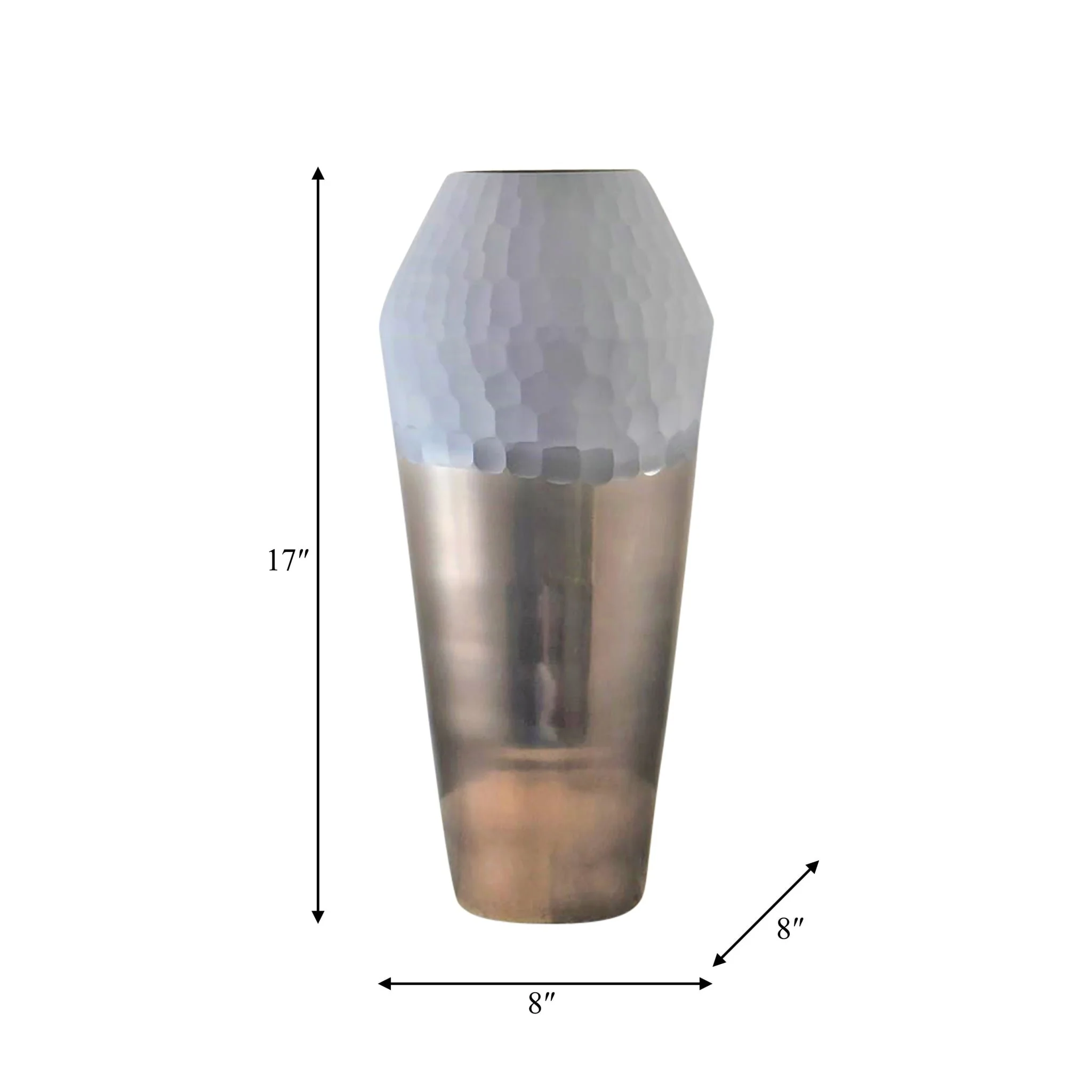 Glass, 17" 2-tone Hand-cut Vase, Metallic - Image 9