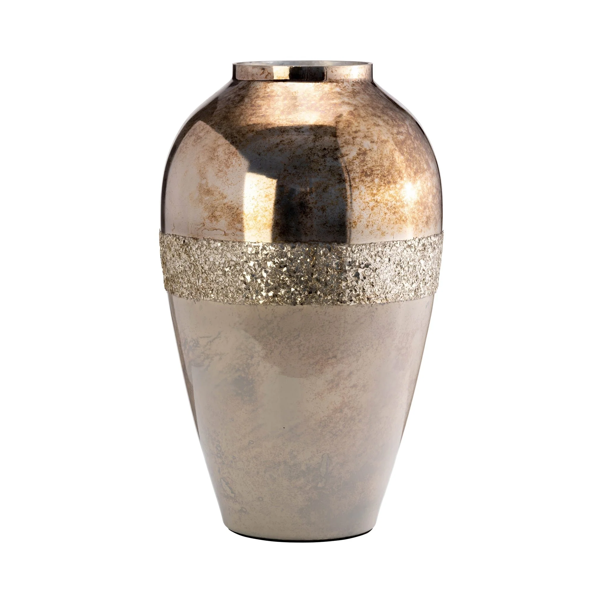 Glass, 17" Metallic Vase, Champagne - Image 2