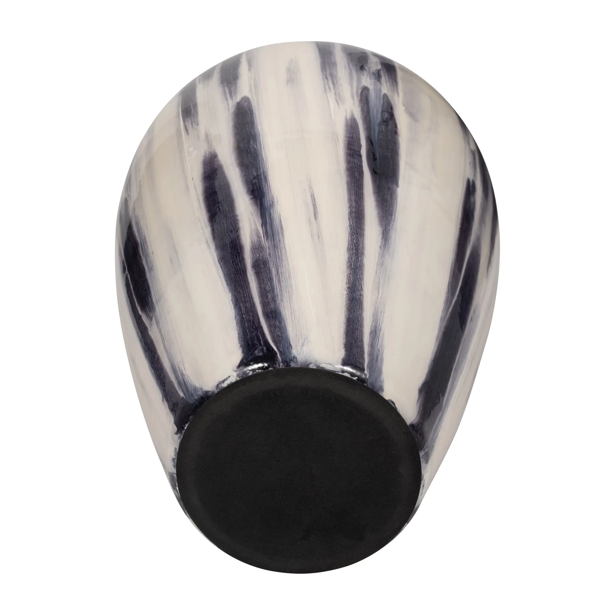 Glass, 17" Striped Vase, Black/white - Image 6