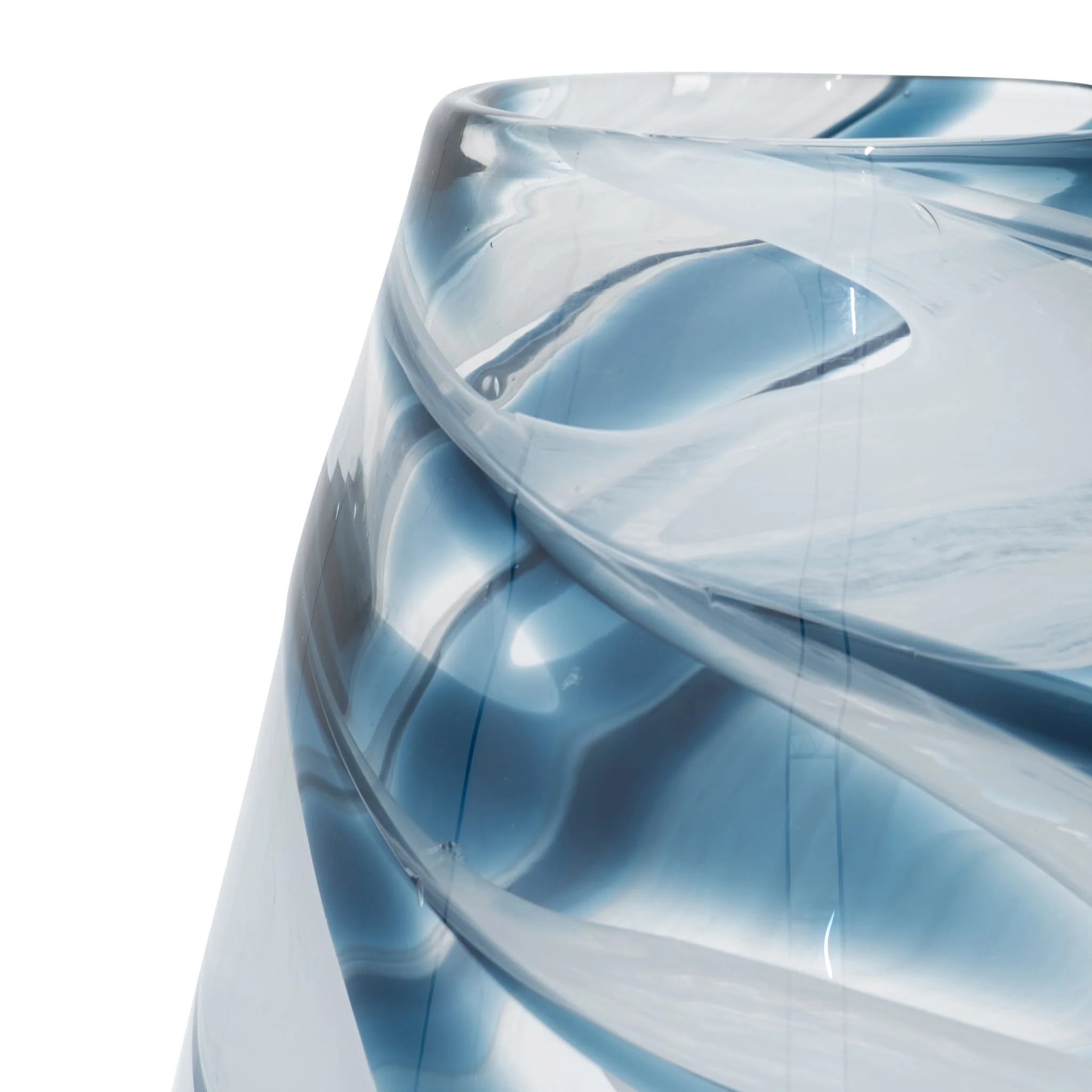 Glass, 17" Swirl Vase, Blue - Image 4