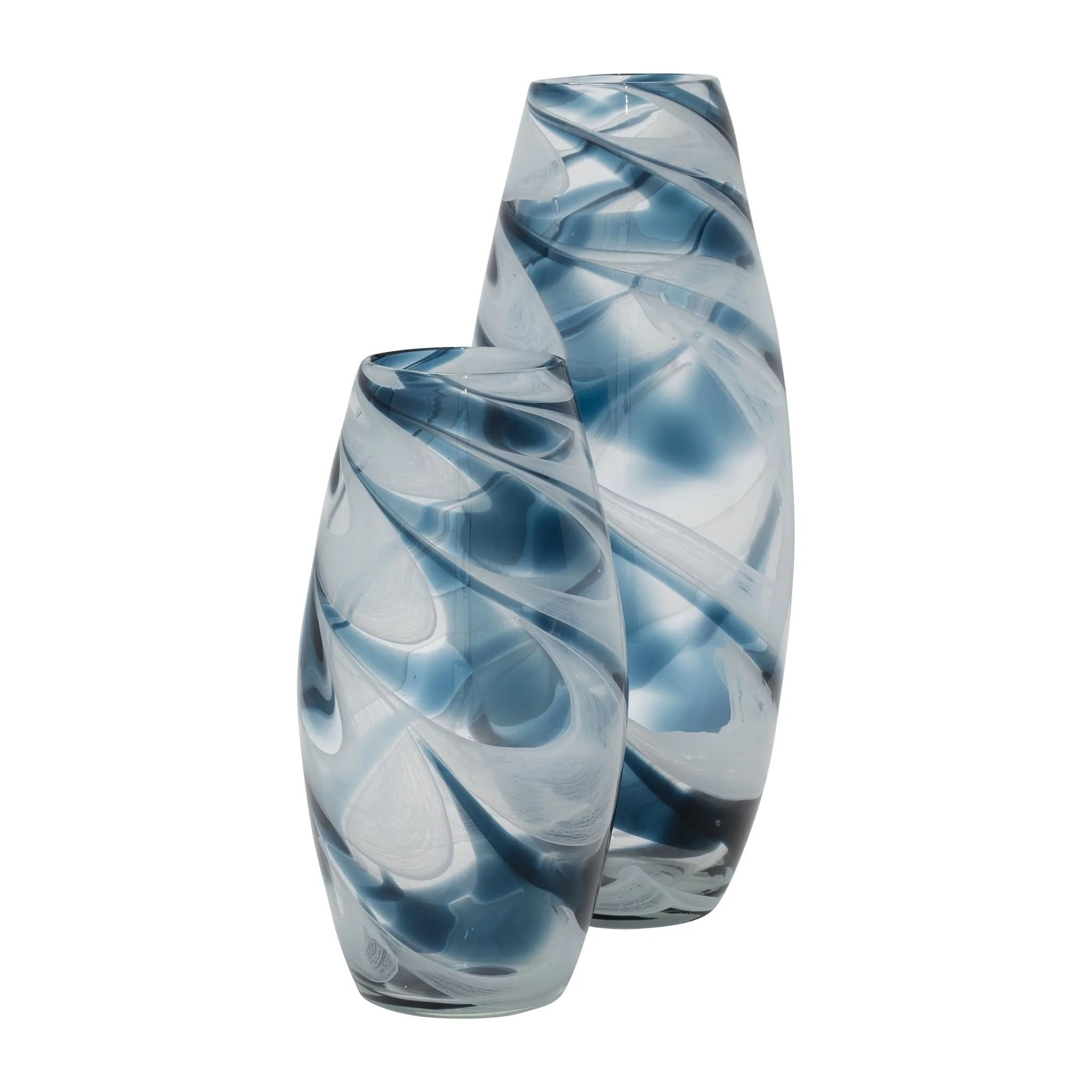Glass, 17" Swirl Vase, Blue - Image 7