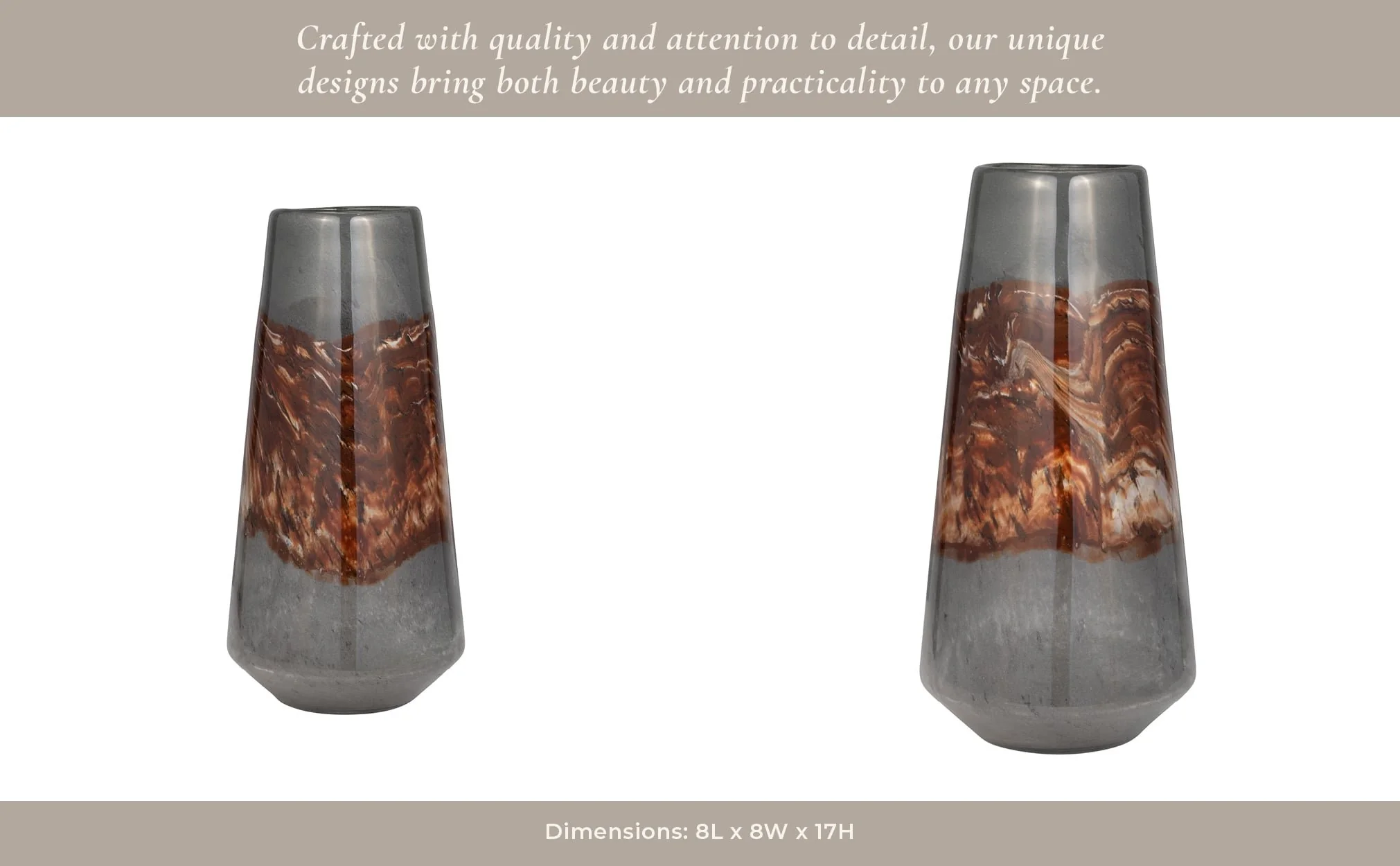 Glass, 17" Vase Grey/brown - Image 13