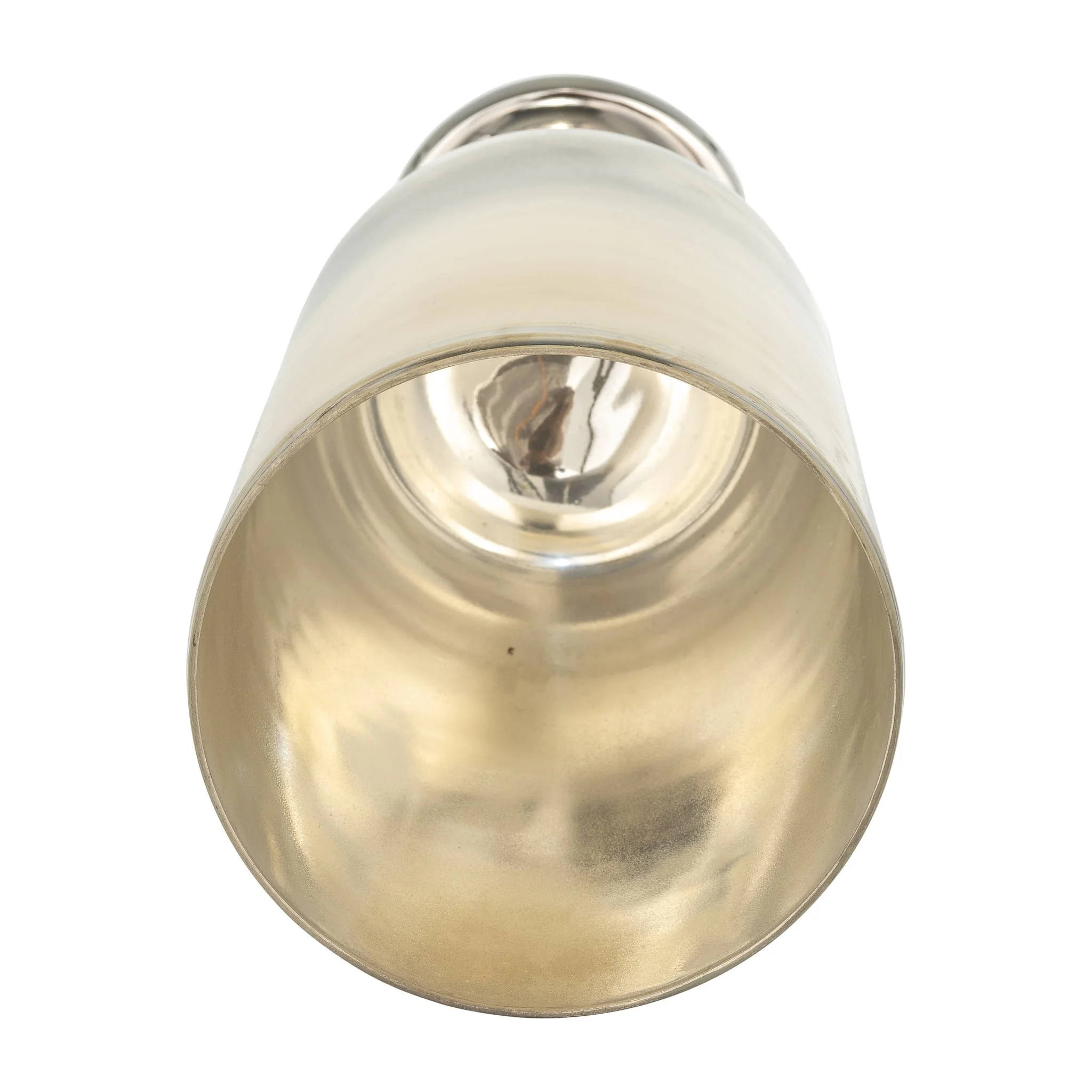 Glass, 17" Vase W/ Metal Base Stone Accent, Pearl - Image 5