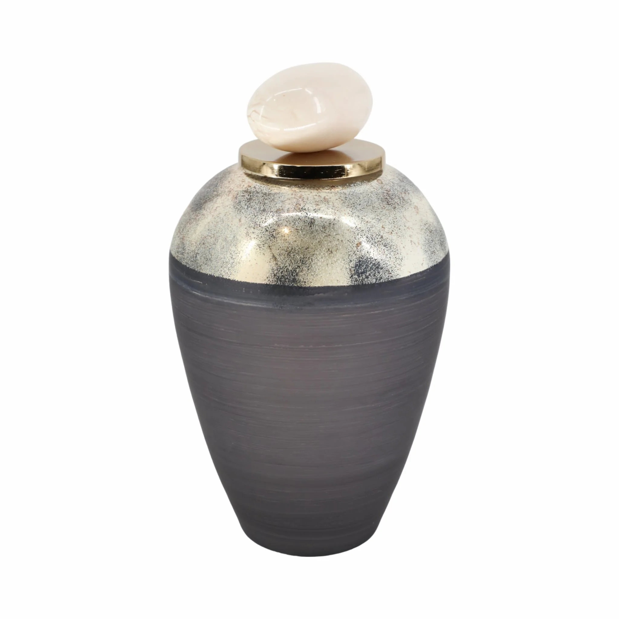 Glass, 17" Vase W/ Resin Topper, Gray - Image 2