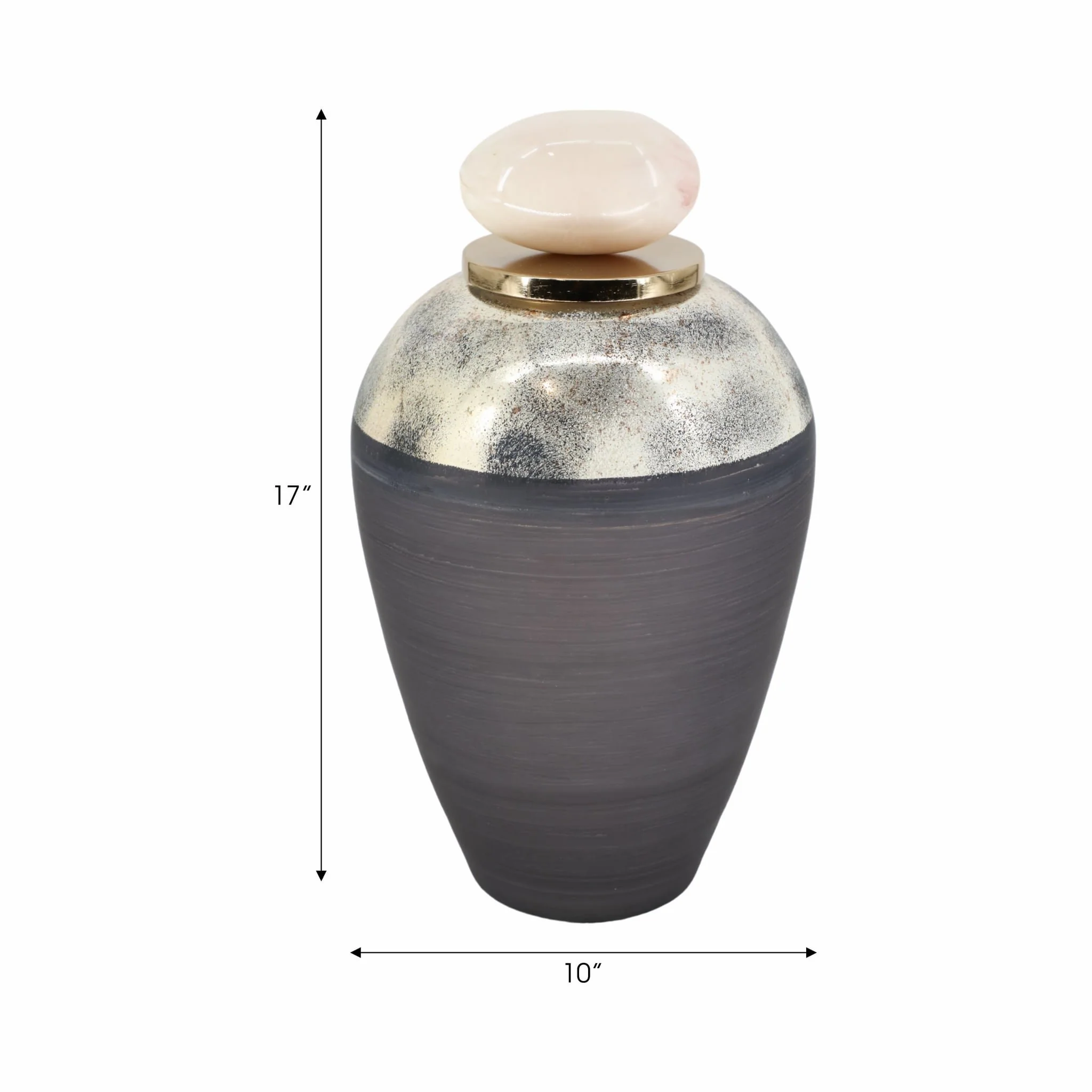 Glass, 17" Vase W/ Resin Topper, Gray - Image 8