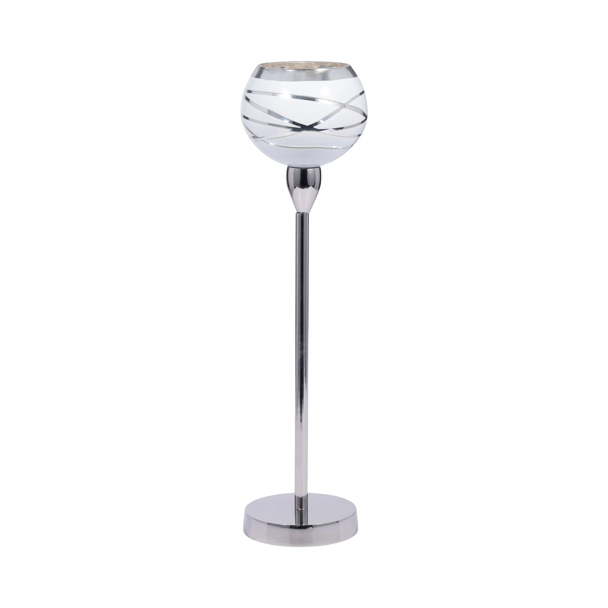 Glass, 17" Votive Holder W/ Stand, White/silver - Image 2