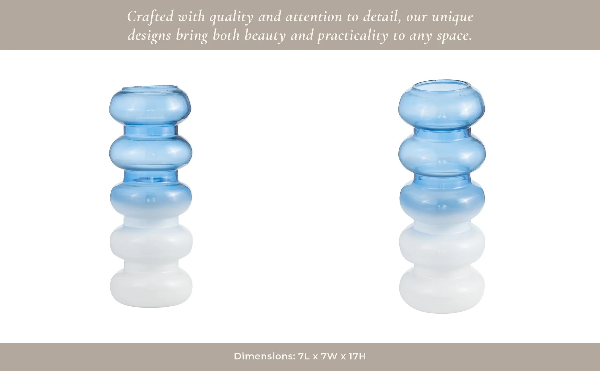 Glass, 17"h Accordion Vase, Blue - Image 12
