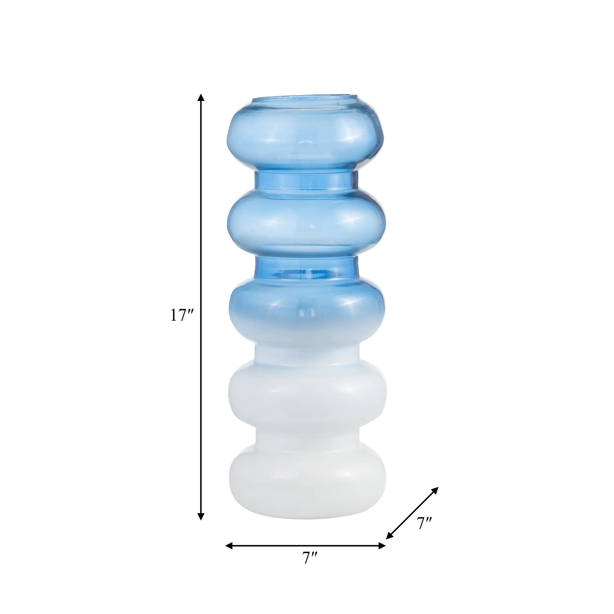 Glass, 17"h Accordion Vase, Blue - Image 7