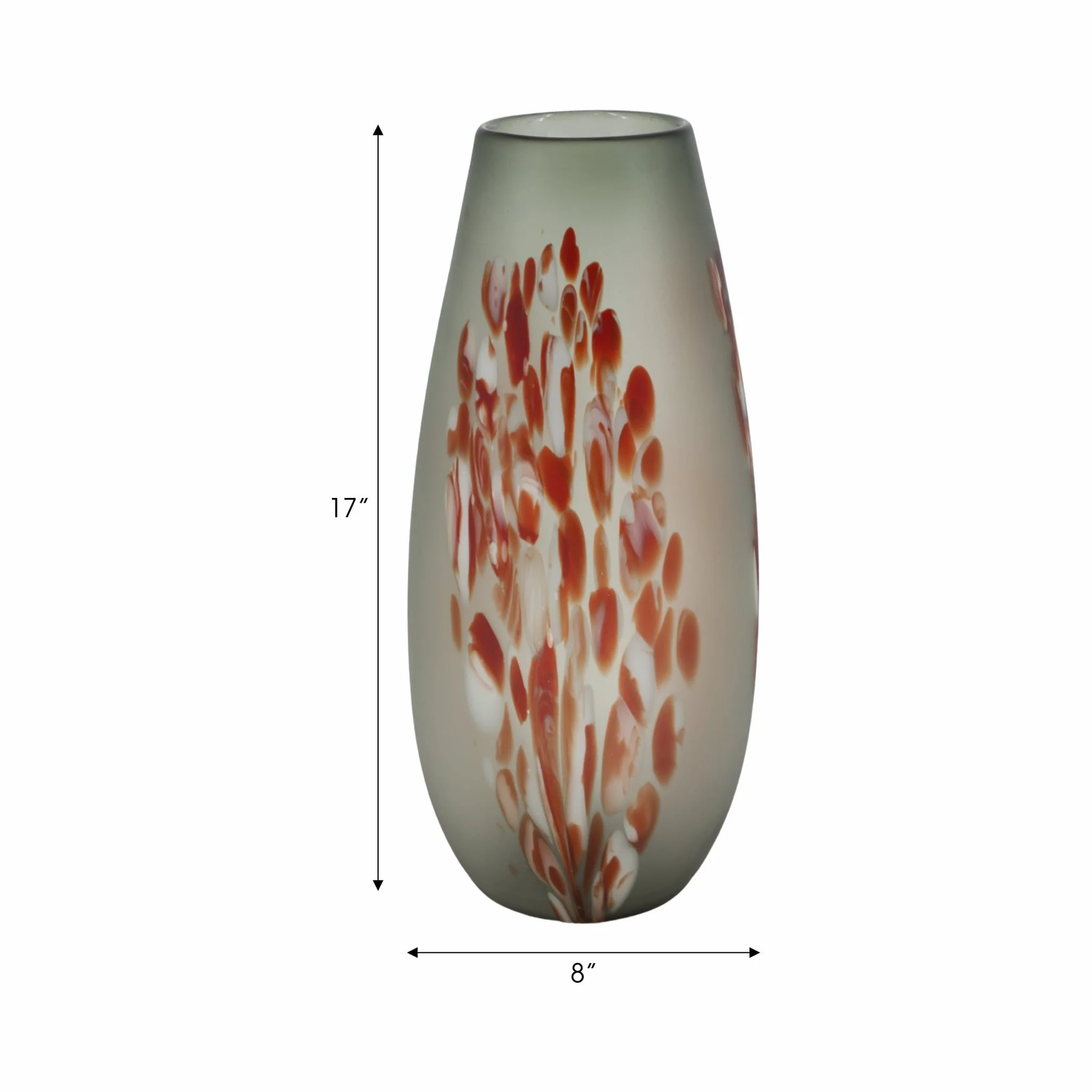 Glass, 17''h, Frosted Vase With Red Detail-gray - Image 8
