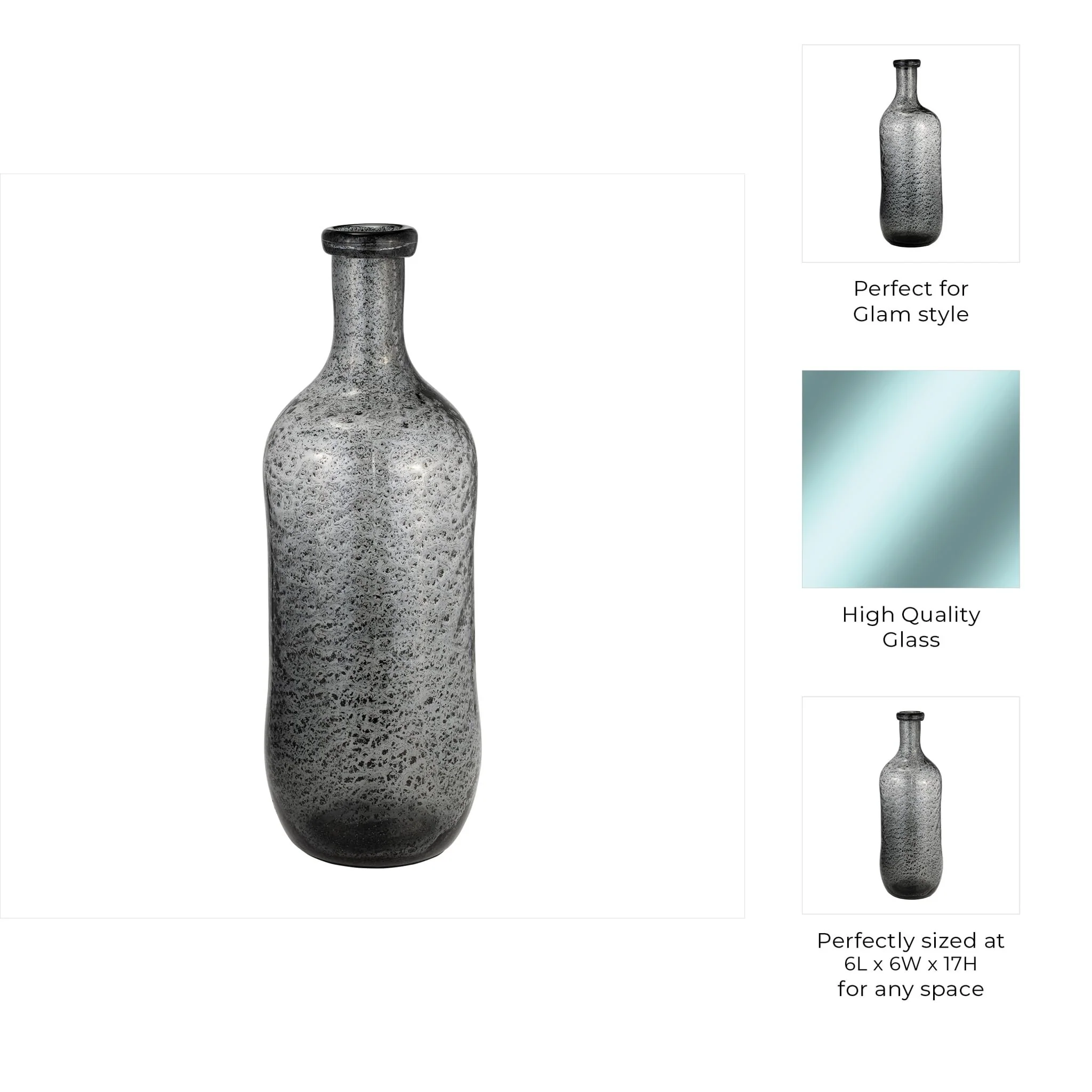 Glass, 17h" Irregular Shape Vase, Smoke - Image 10