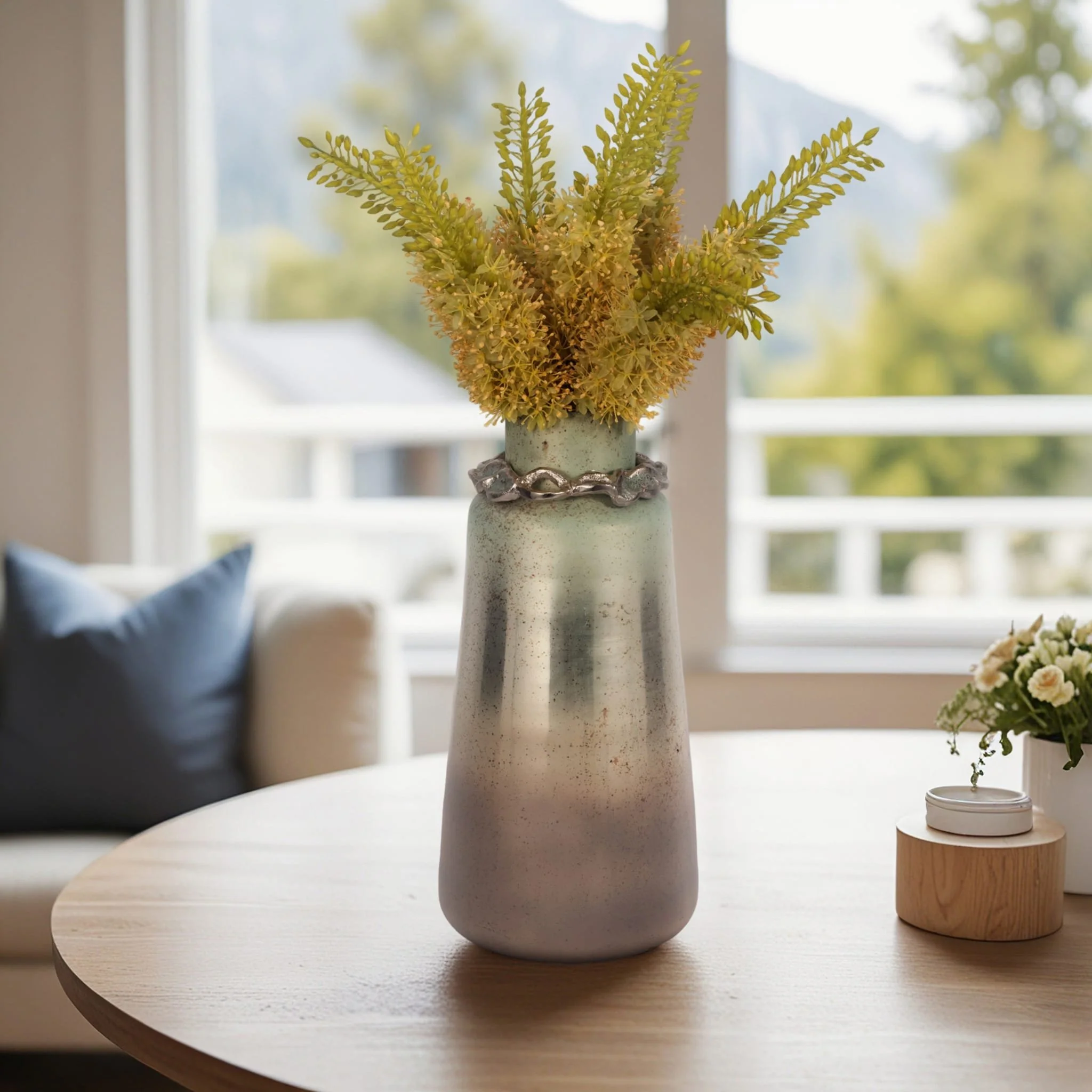 Glass,17"h,vase W/bracelet,nickle W/aloe - Image 9