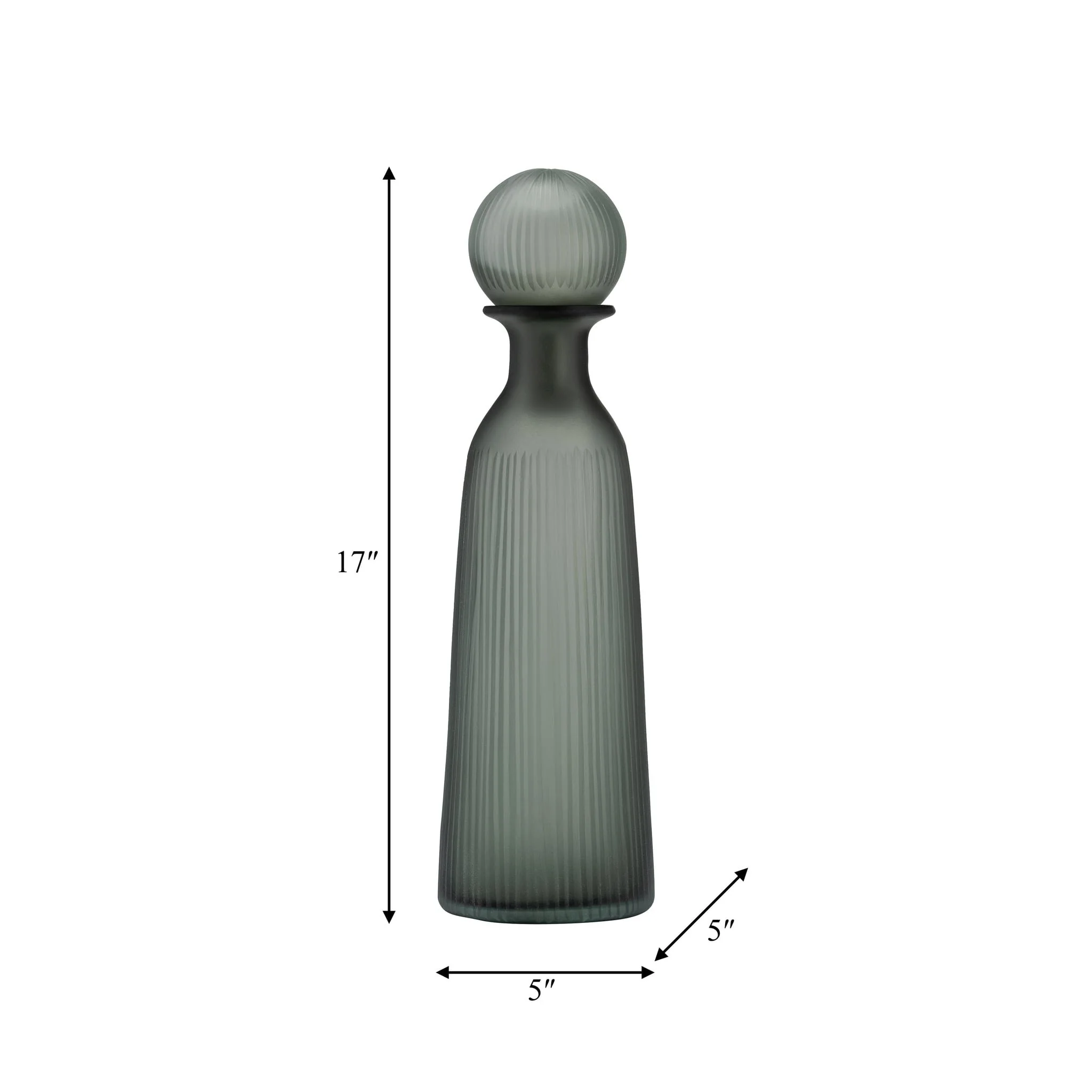Glass, 17"h Vase W/ Lid, Green/smoke - Image 7
