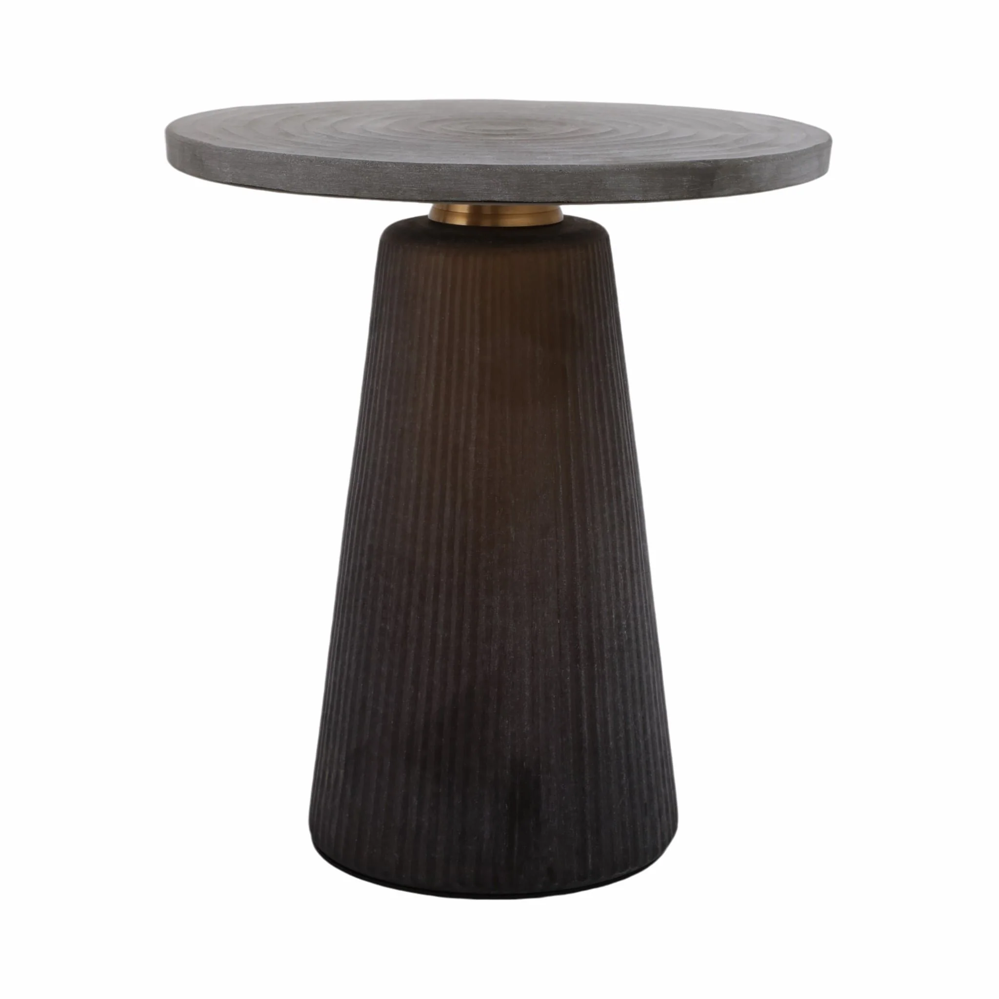 Glass, 18" Accent Table W Brass Base, Smokey Brown - Image 3