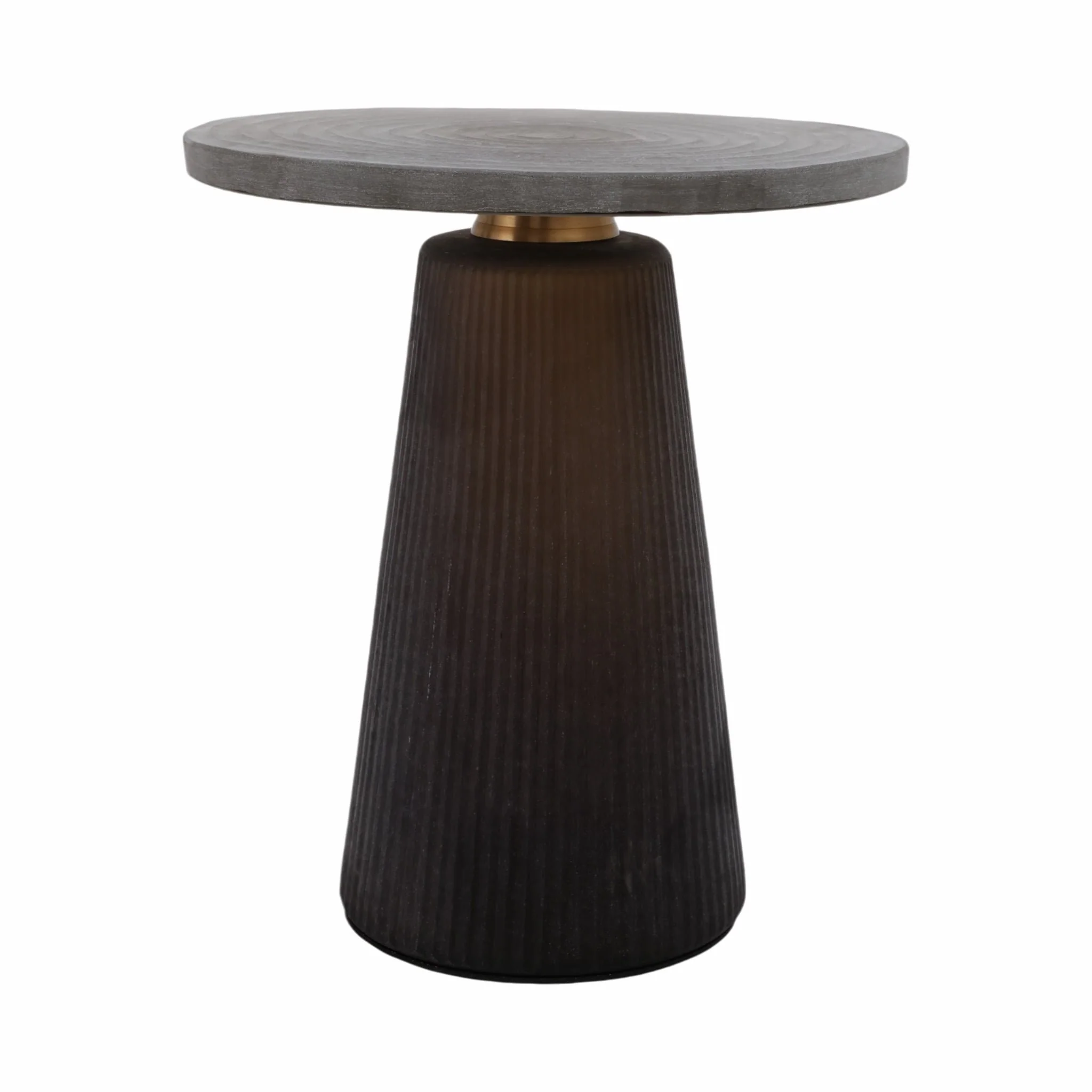 Glass, 18" Accent Table W Brass Base, Smokey Brown - Image 4