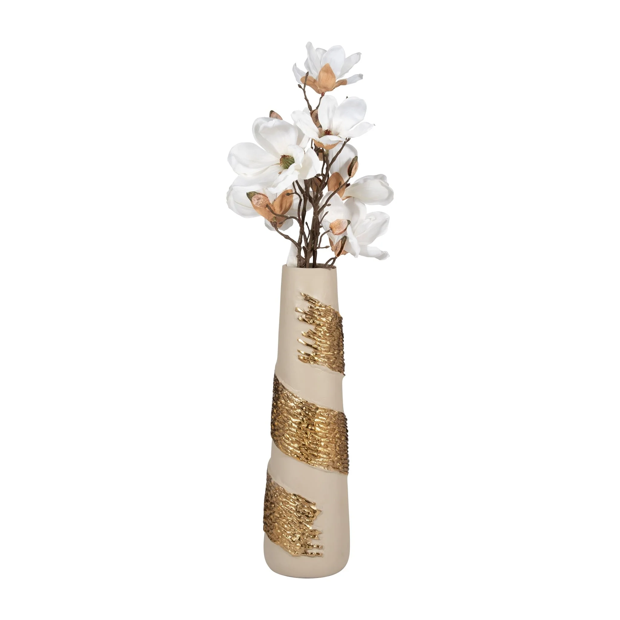 Glass, 18" Aluminum Wrapped Vase, White/gold - Image 3