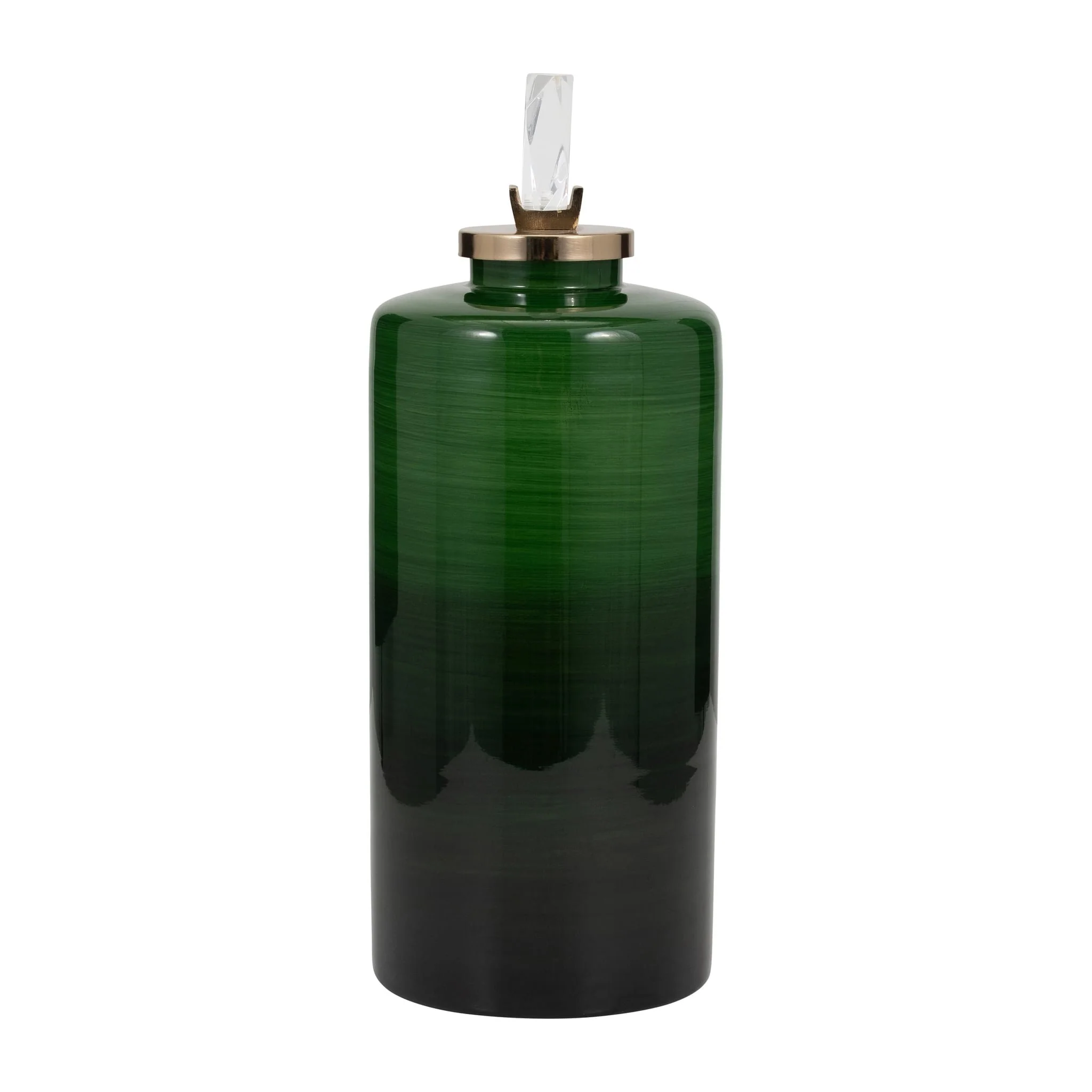 Glass, 18" Emerald City Vase W Lid, Green - Image 3