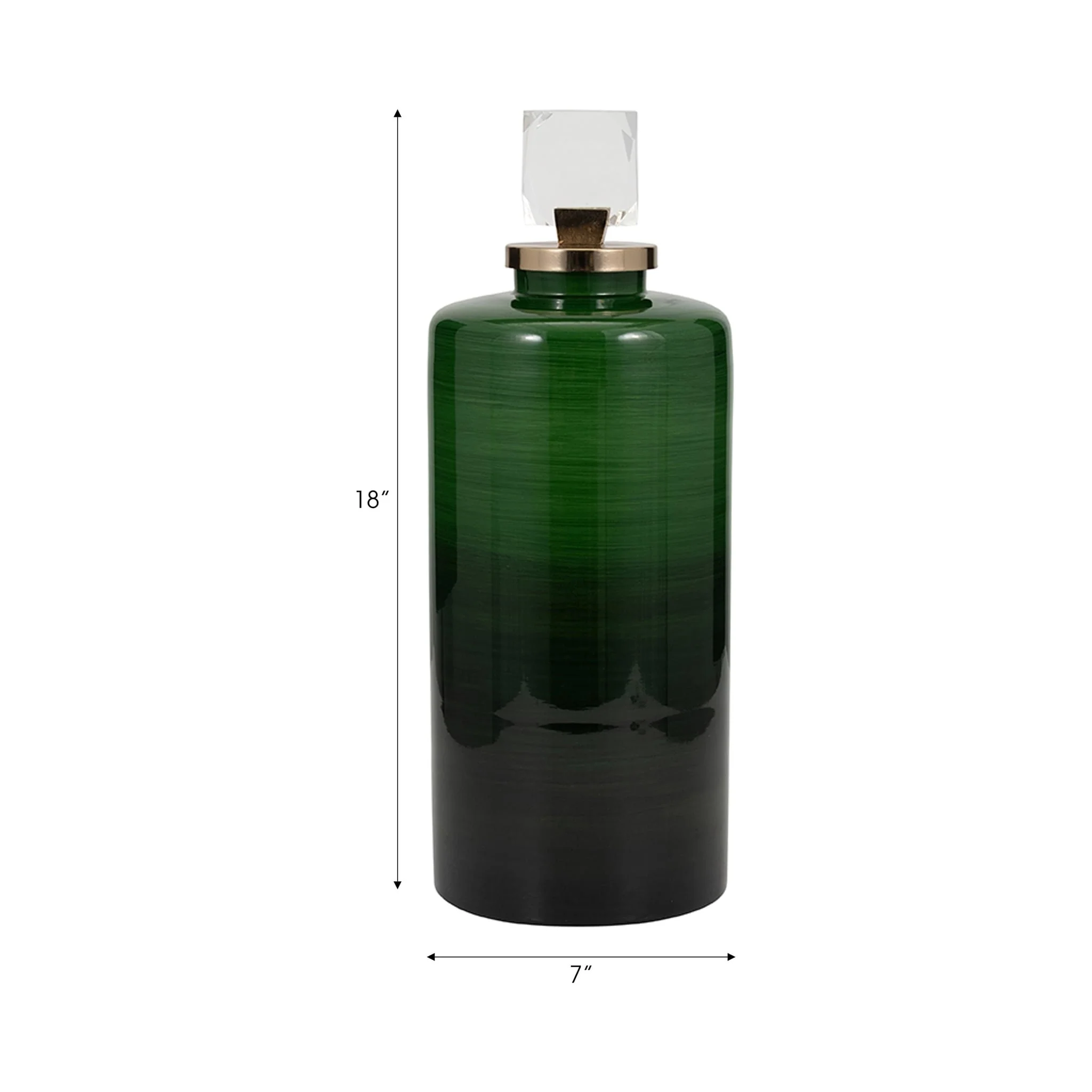 Glass, 18" Emerald City Vase W Lid, Green - Image 8