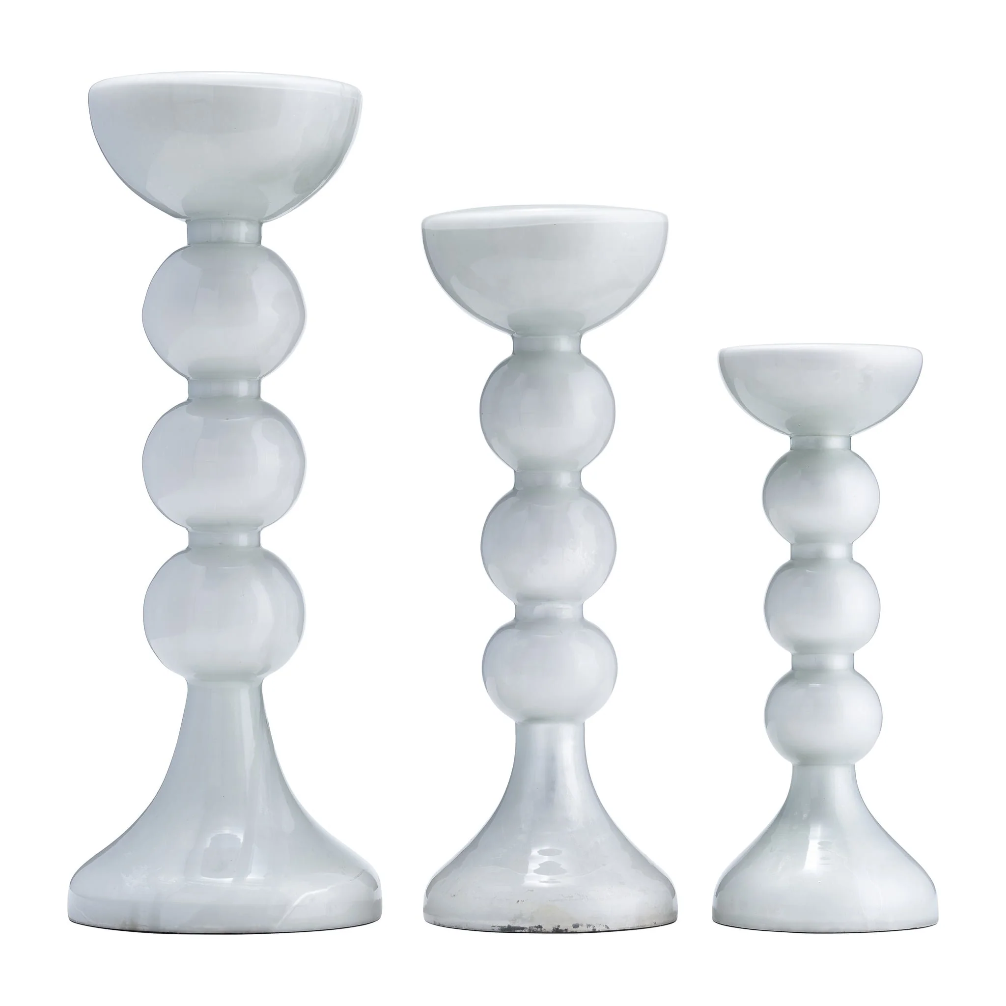 Glass, 18"h,  Bubbly Candle Holder, Wht Enam - Image 5