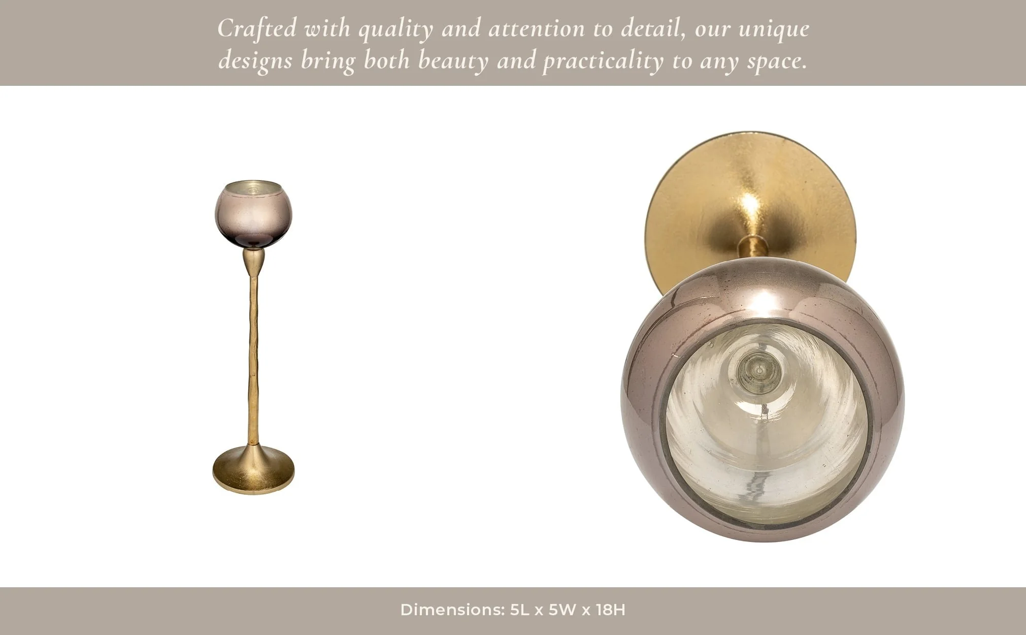 Glass, 18"h Tealight Holder, Champagne - Image 10