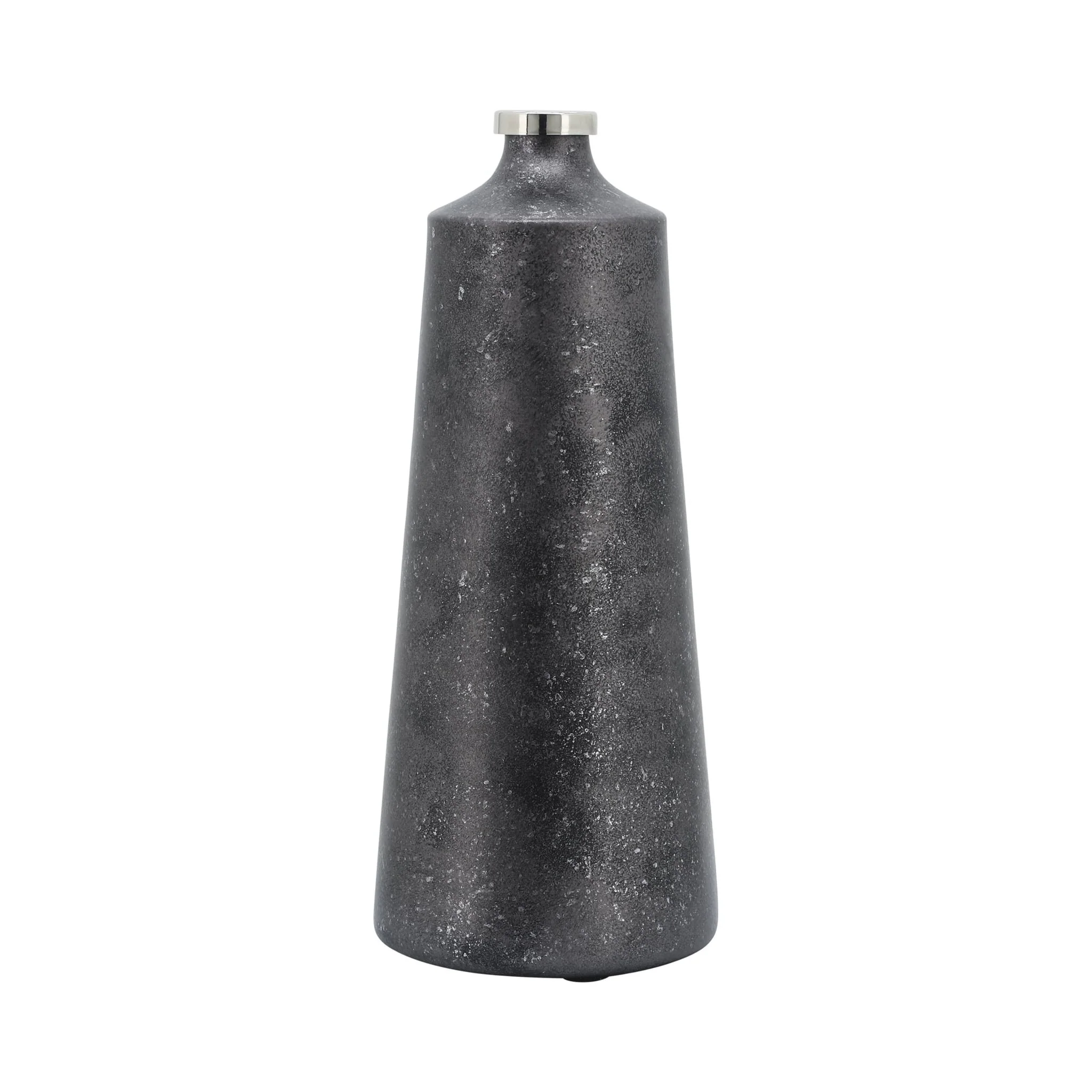 Glass, 18"h Vase W/ Ring, Black - Image 2