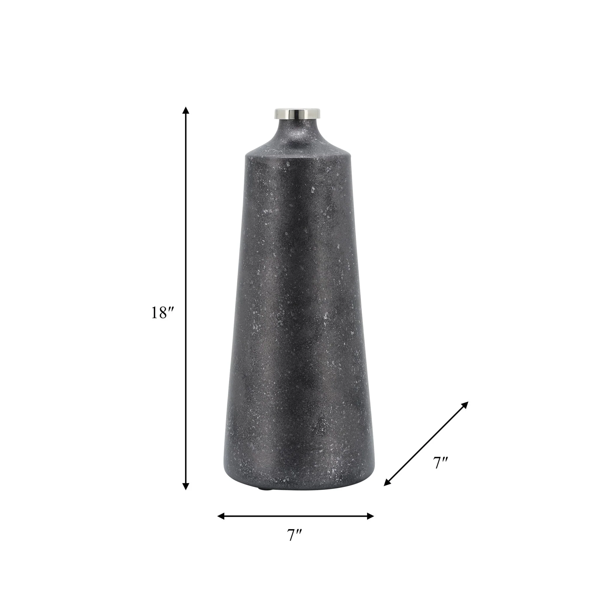 Glass, 18"h Vase W/ Ring, Black - Image 6
