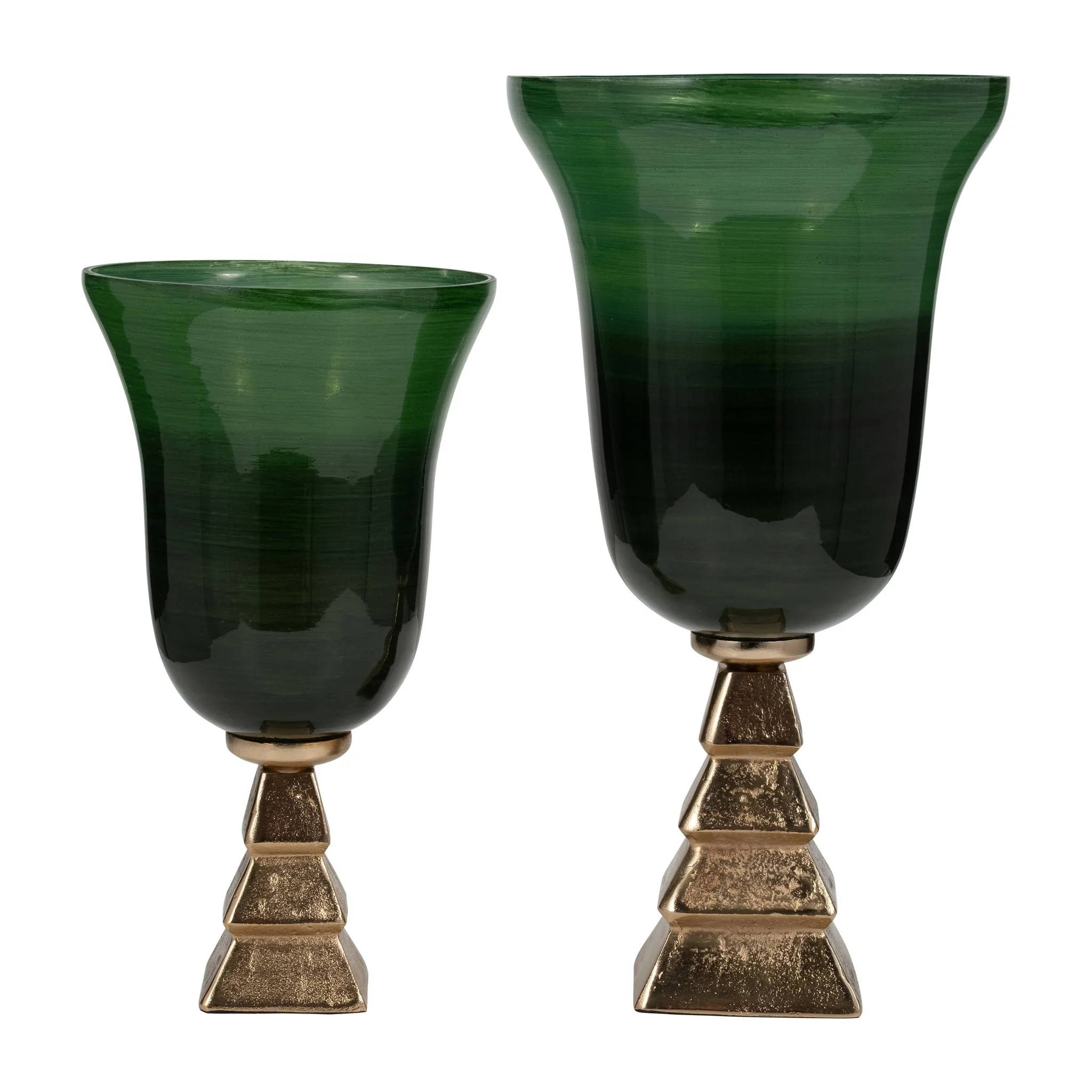 Glass, 19" 5th Ave Vase On Stand, Green/gold - Image 7