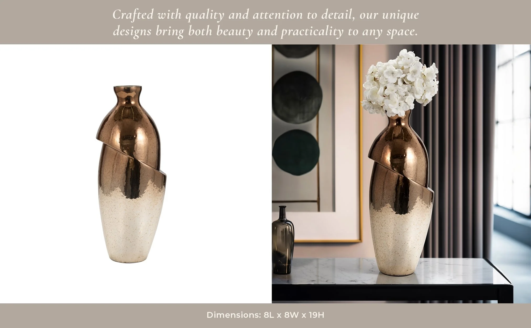 Glass, 19" Abstract Vase, Bronze - Image 12