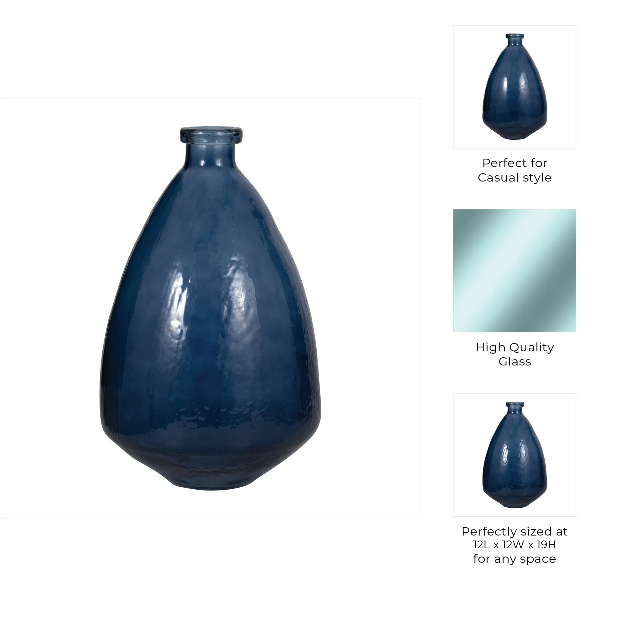 Glass, 19" Balloon Vase, Blue - Image 9