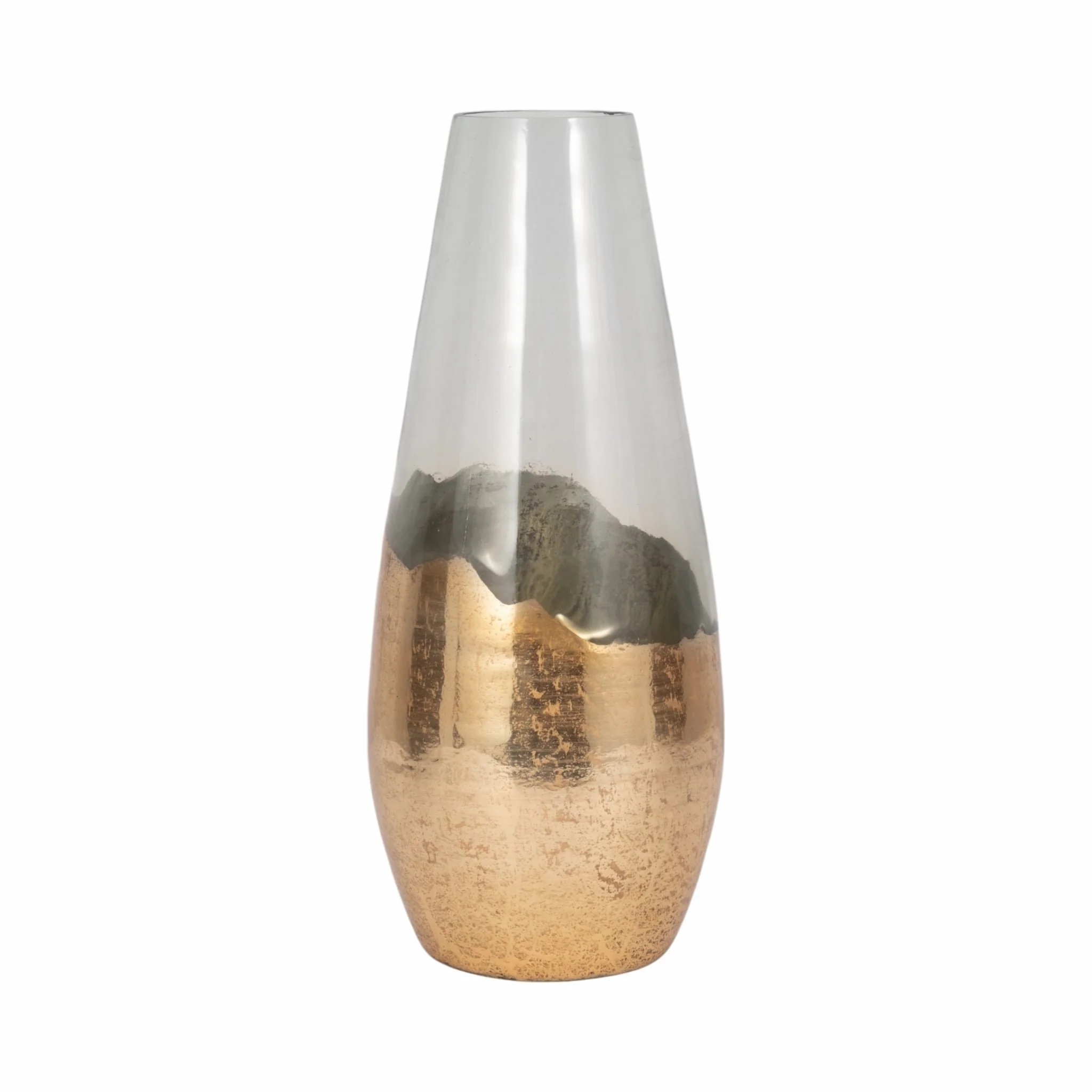 Glass, 19" Gold Dipped Vase, Clear - Image 3