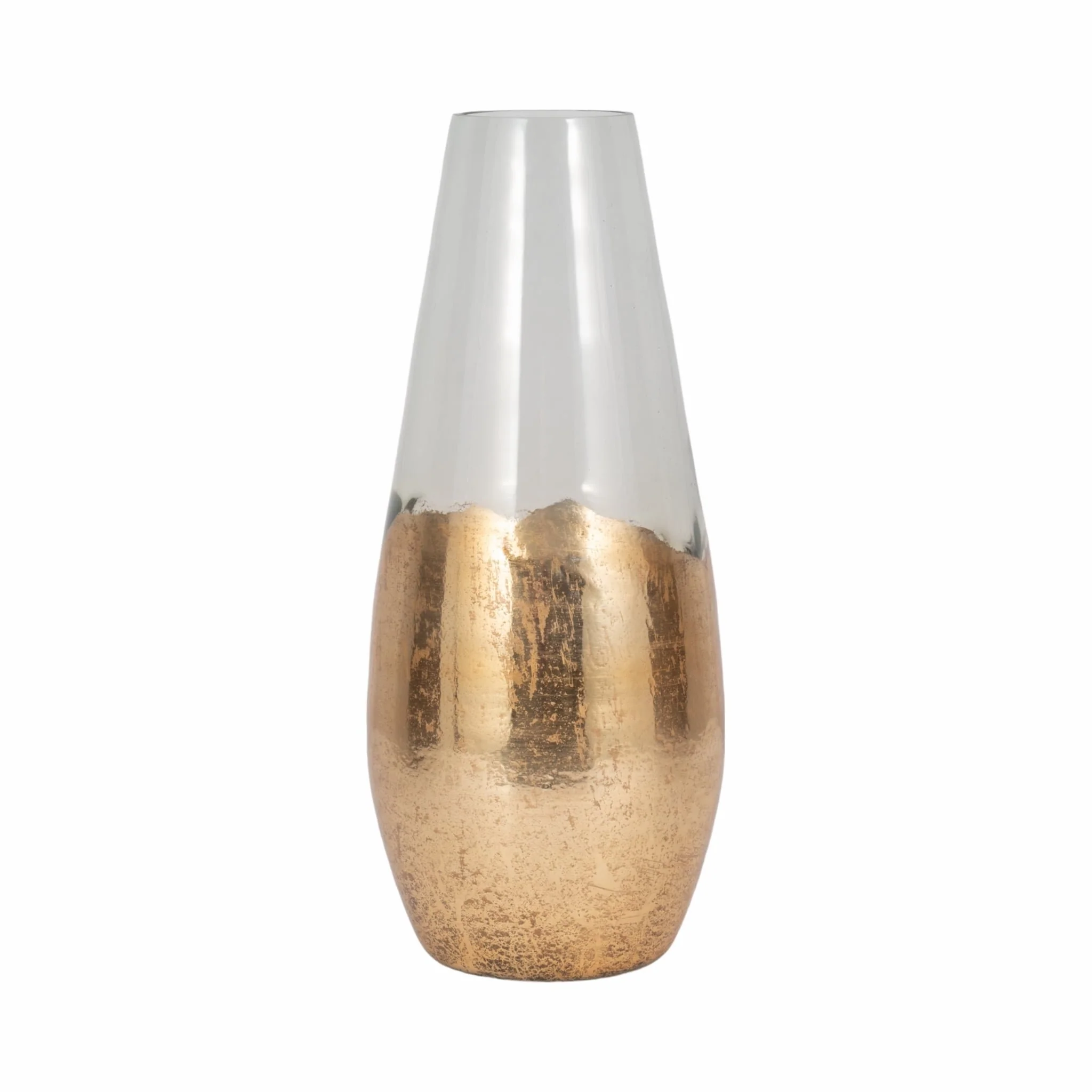 Glass, 19" Gold Dipped Vase, Clear - Image 4