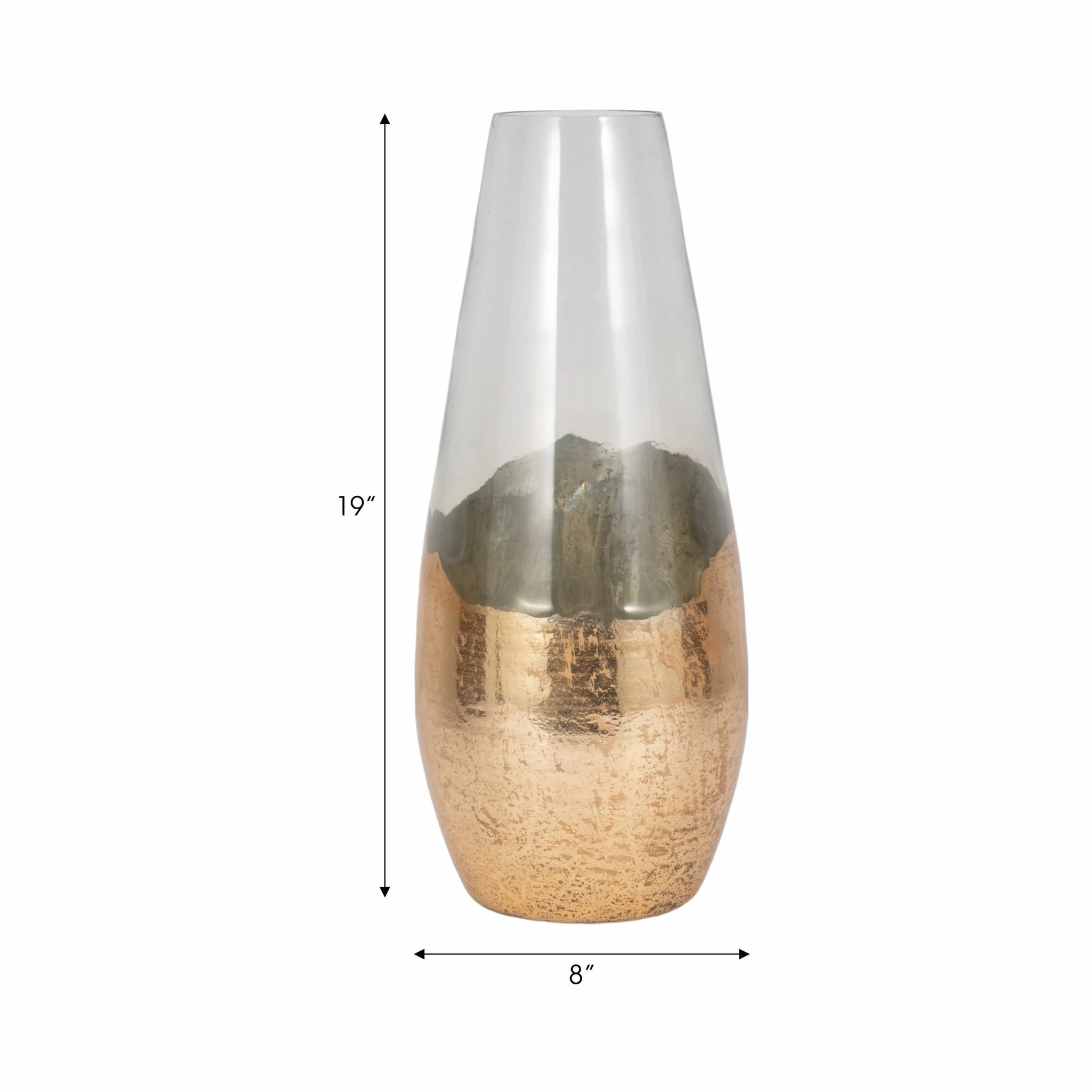 Glass, 19" Gold Dipped Vase, Clear - Image 7