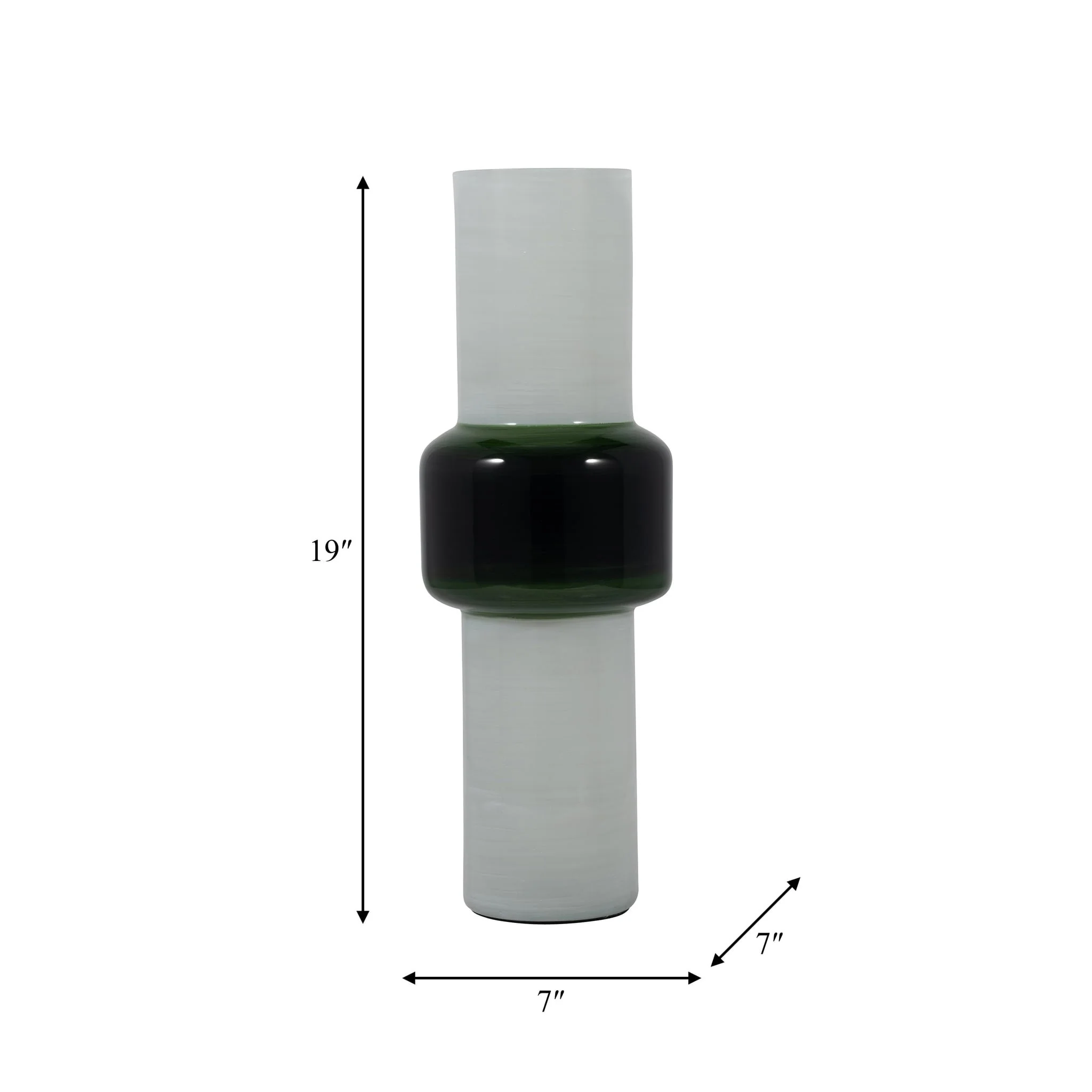 Glass, 19" Modern Cylinder Vase, White/green - Image 8