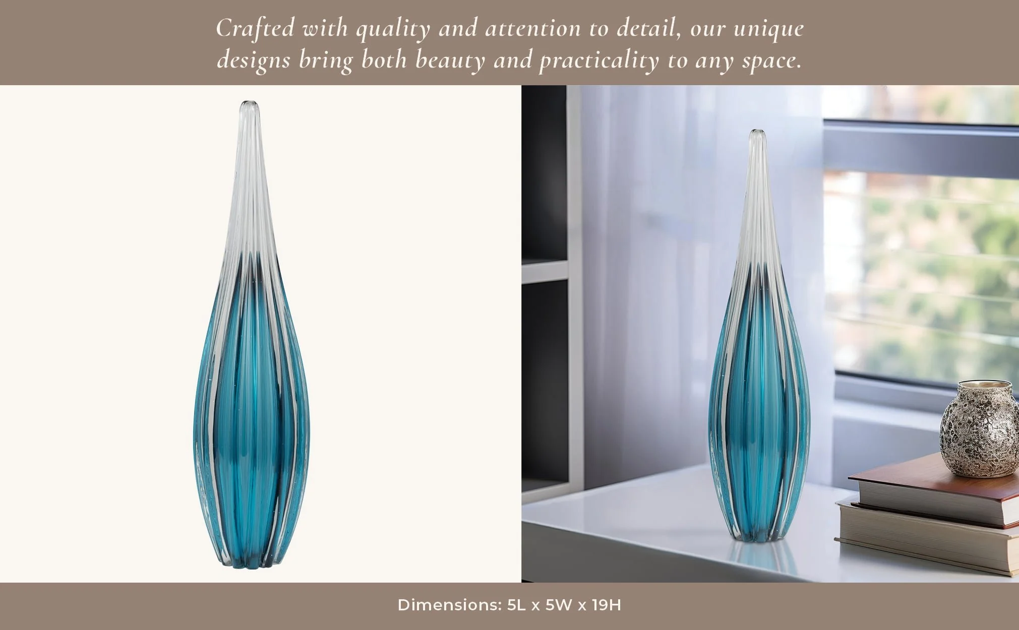 Glass, 19" Paperweight Teal - Image 12