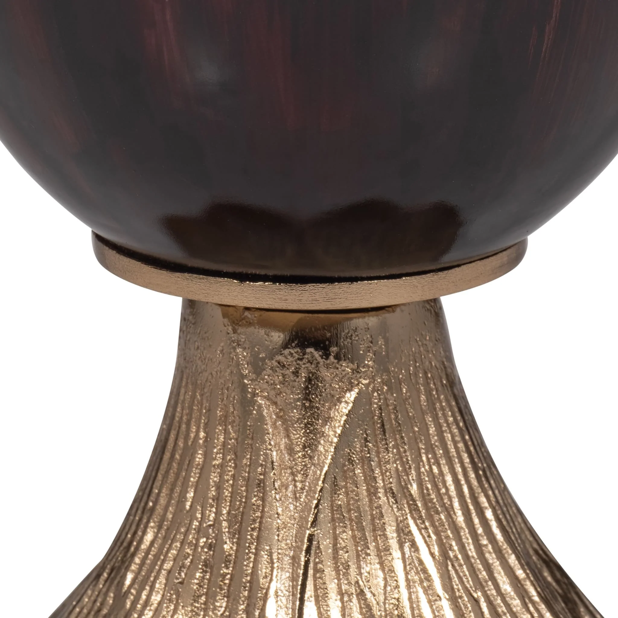 Glass, 19" Vase W/ Leaf Base, Bronze - Image 4