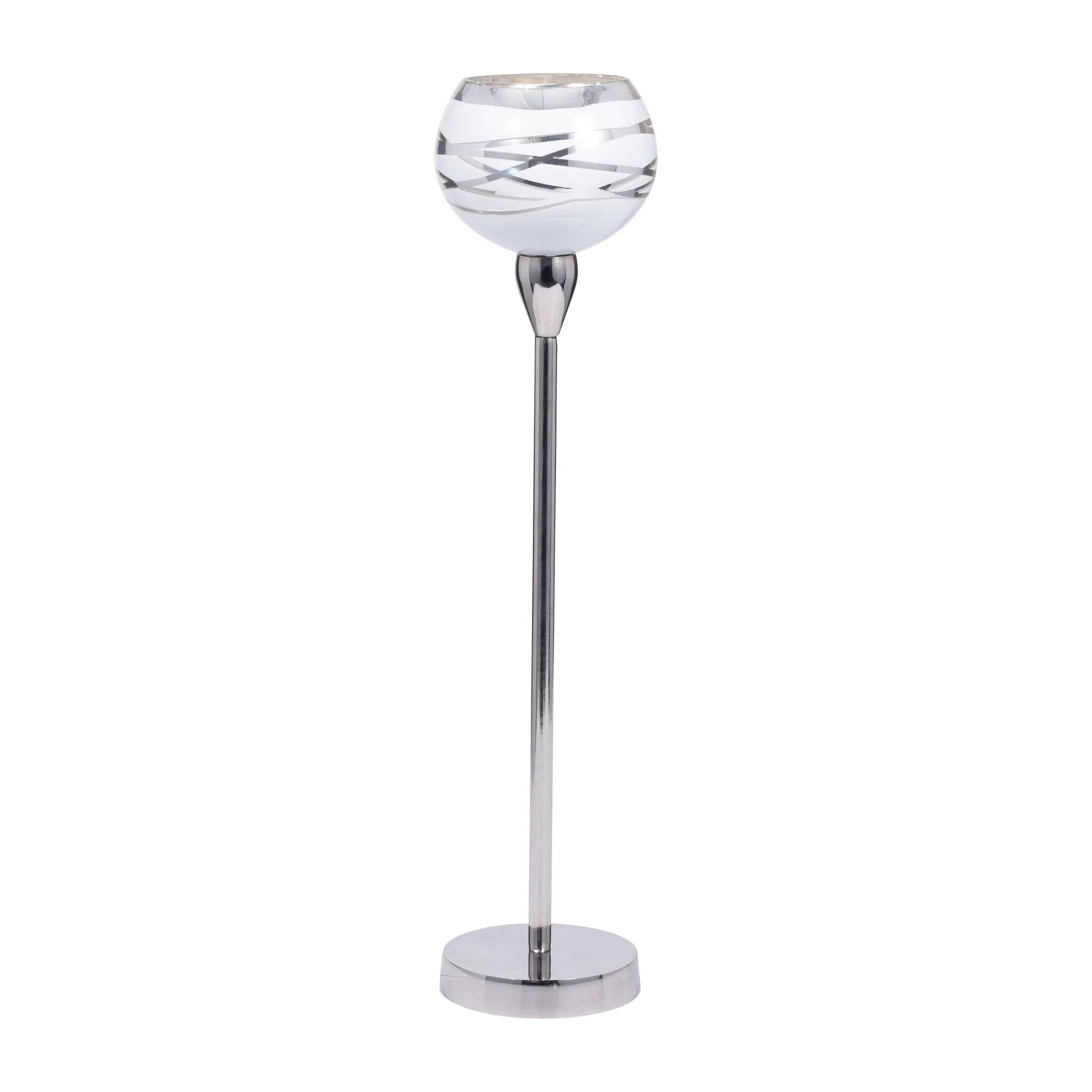 Glass, 19" Votive Holder W/ Stand, White/silver - Image 2
