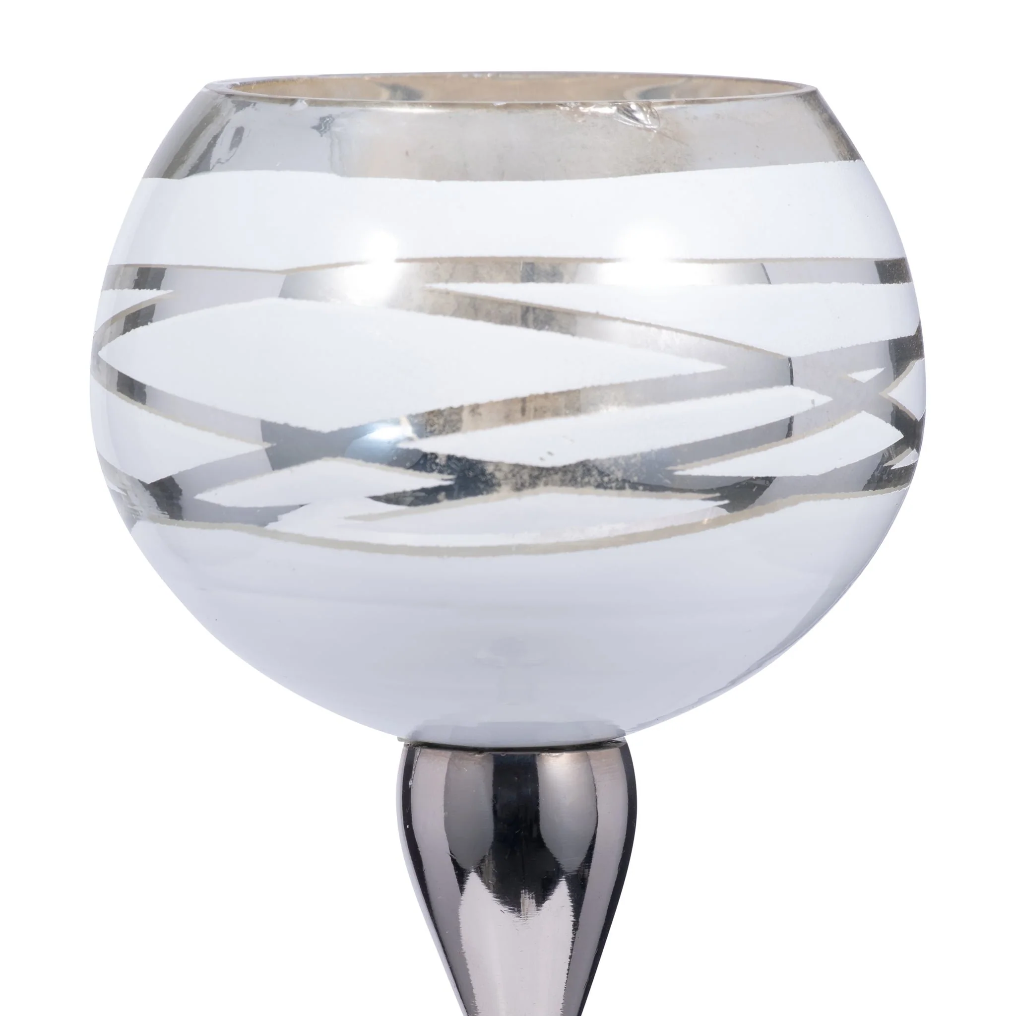 Glass, 19" Votive Holder W/ Stand, White/silver - Image 3
