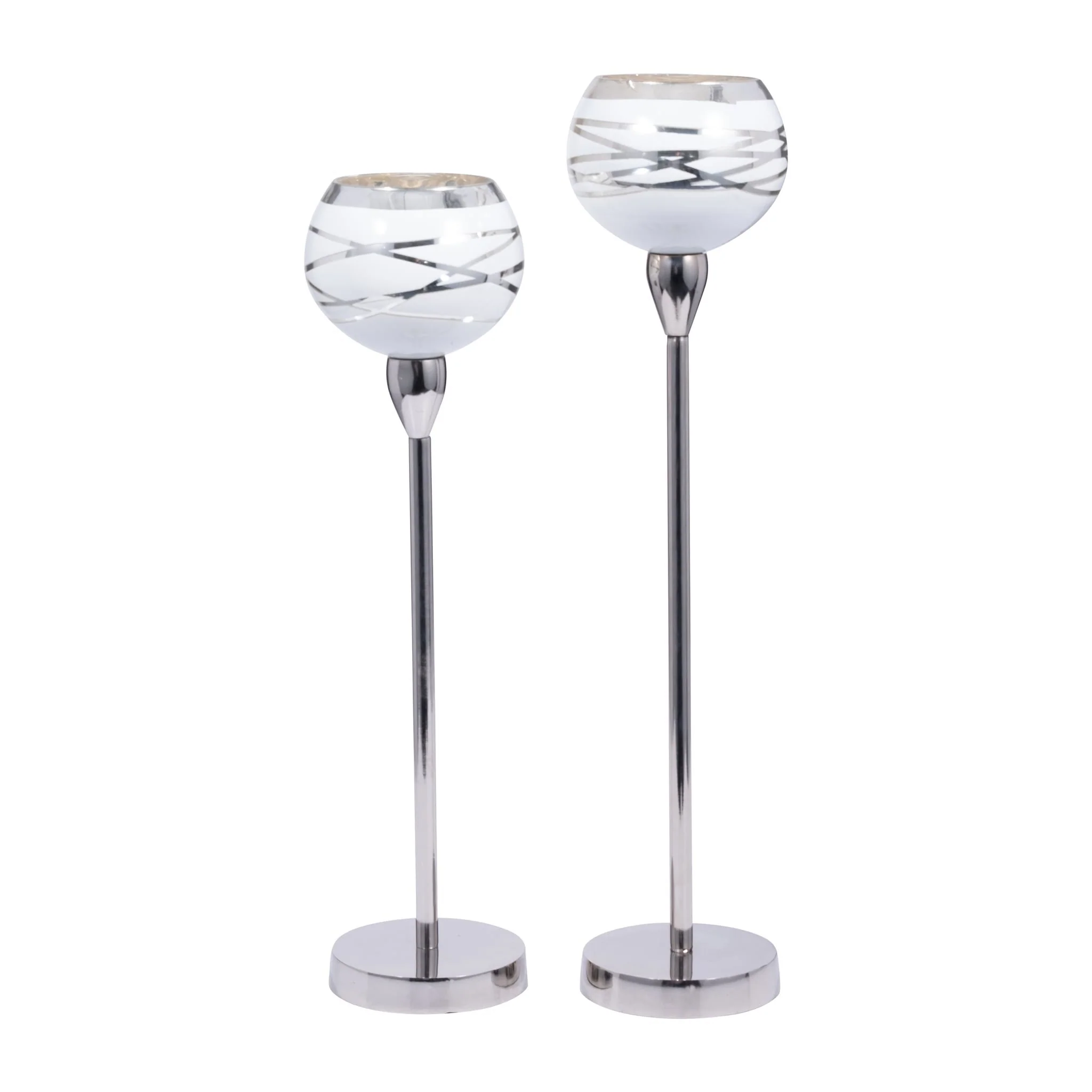 Glass, 19" Votive Holder W/ Stand, White/silver - Image 6