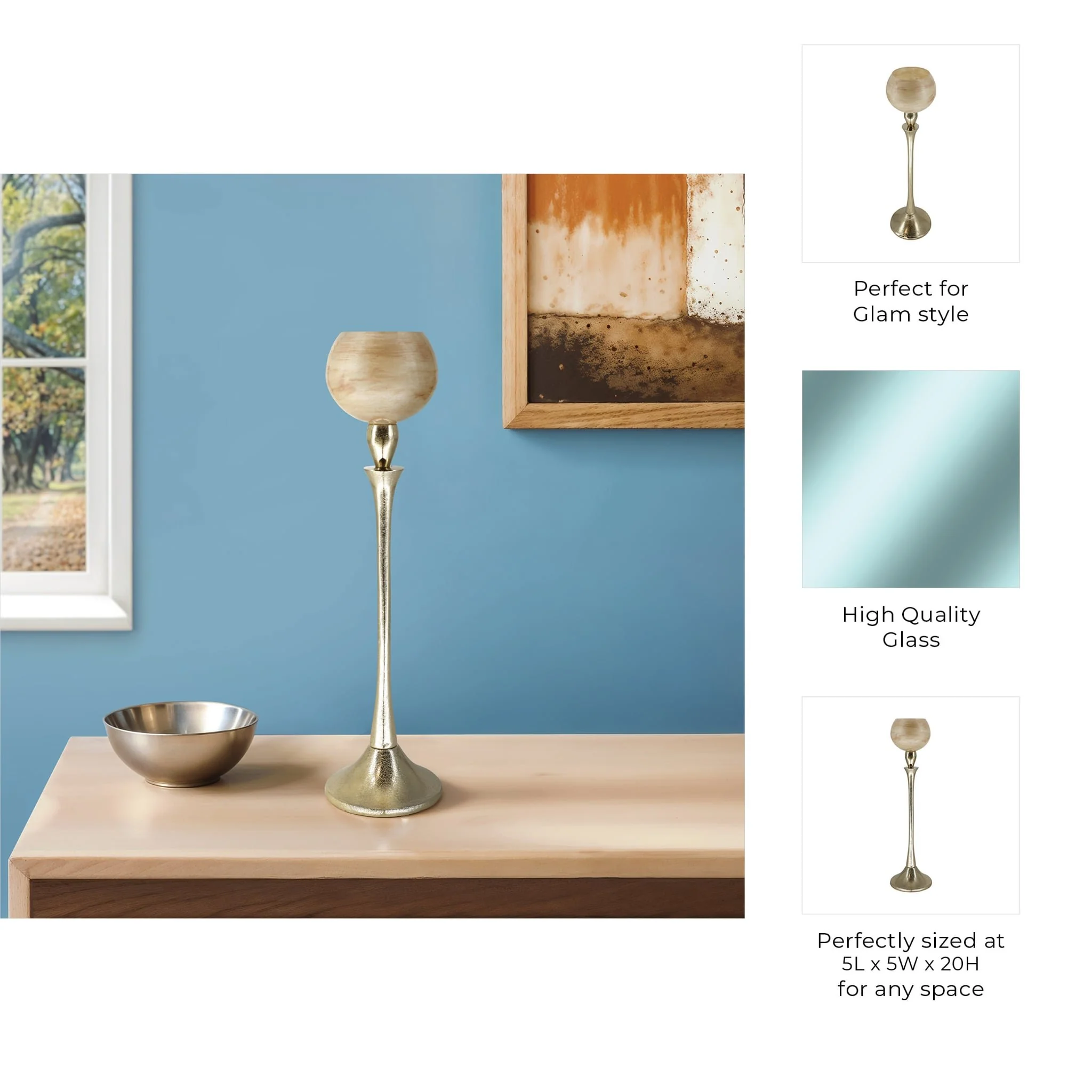 Glass 20" Goblet Votive Holder, Opal - Image 8