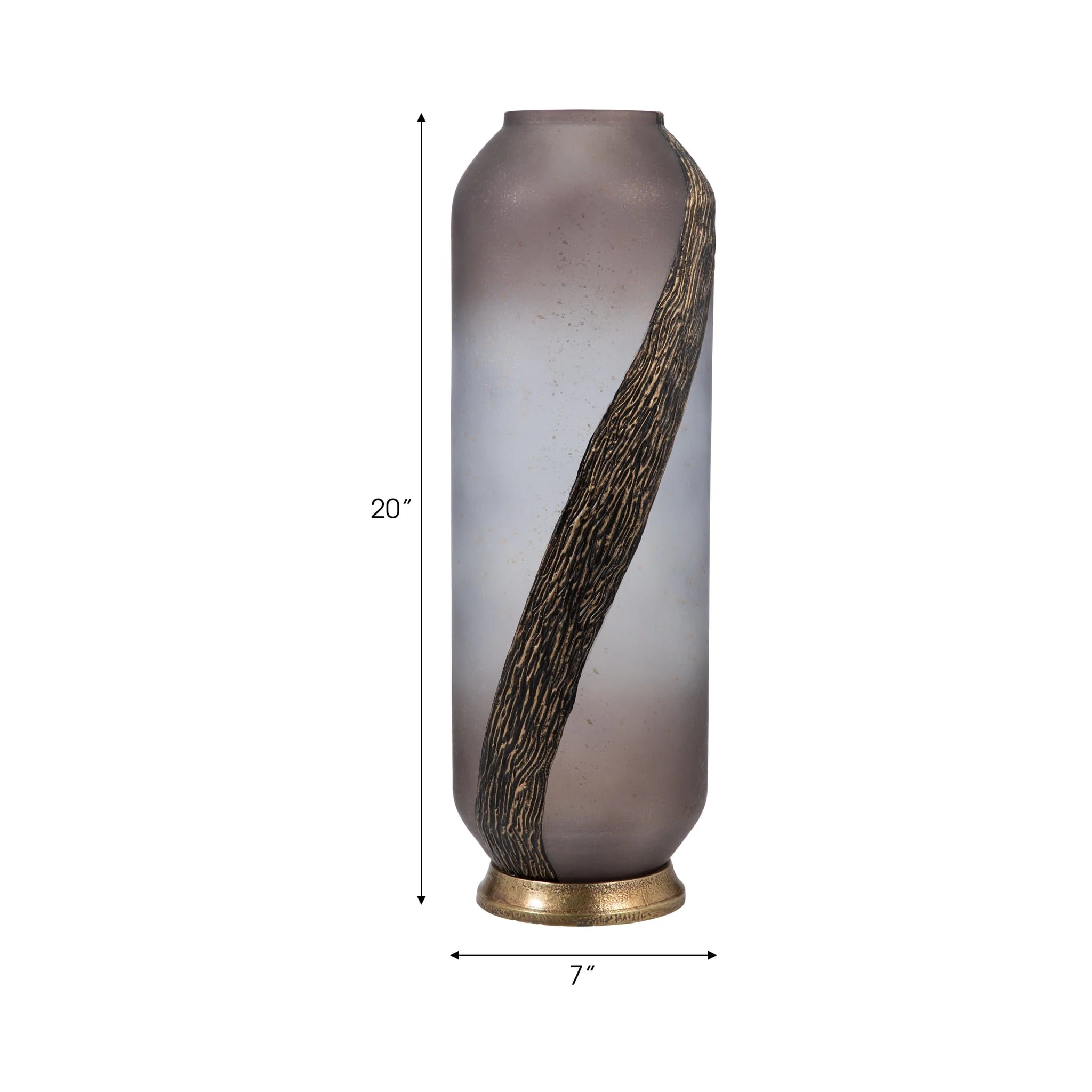 Glass, 20" Metallic Detail Vase,  Blush - Image 8